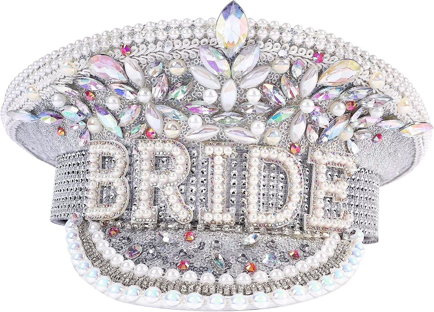 Party with Emma Bridal Hat for The Bride Handmade Novelty Bright Glitter Bride Hat Diamond Sequin Bride Captain Hat for Bachelorette Hen Bride Tribes & Weddings