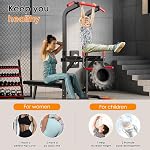 soges Pull Up Bar Dip Station, Power Tower with Backrest, Adjustable Height Pull Up Bar Stand, Multi-Function Home Gym Strength Training Fitness Equipment