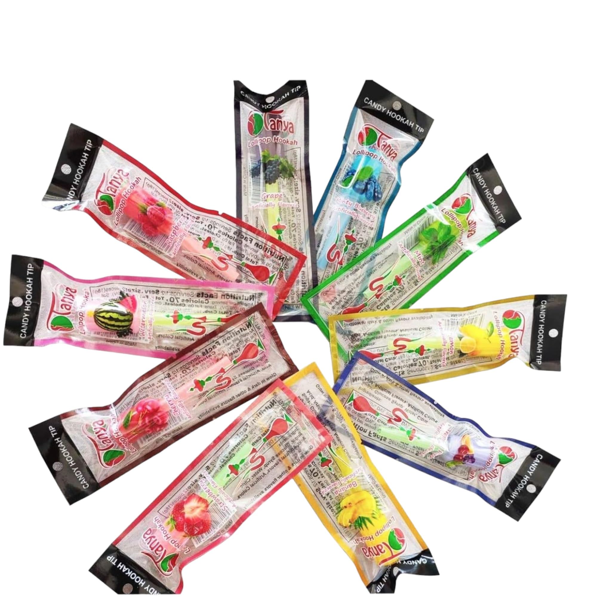 Tanya Hookah Lolly Pop Candy Tips Super Male Plastic DIsposiable Hookah Colorfull Tips 10PK