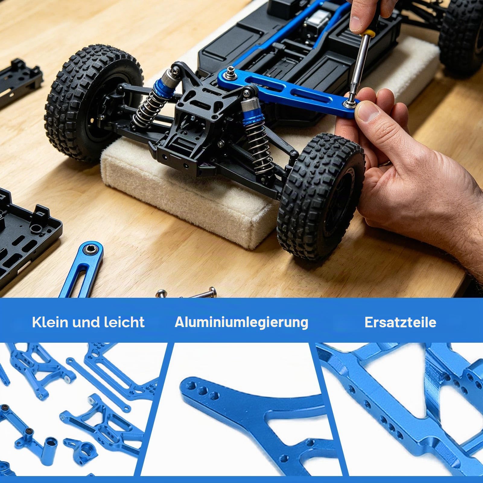 RC-Zubehör, 1/10 RC Metall-Upgrade-Zubehör für TRAXXAS RC Vorder- und Hinterachsaufhängung, Lenkungsbecher-Kit, Aluminium-Vorder- und Hinterachsaufhängung, Kit für TRAXXAS Slash 2WD, Blau