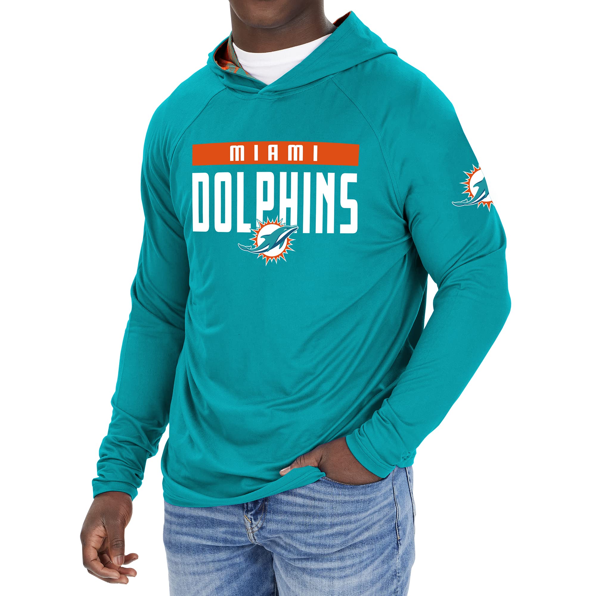 Zubaz NFL Football Men's Solid Team Hoodie with Camo Lined Hood and Sleeve Graphic — view 123