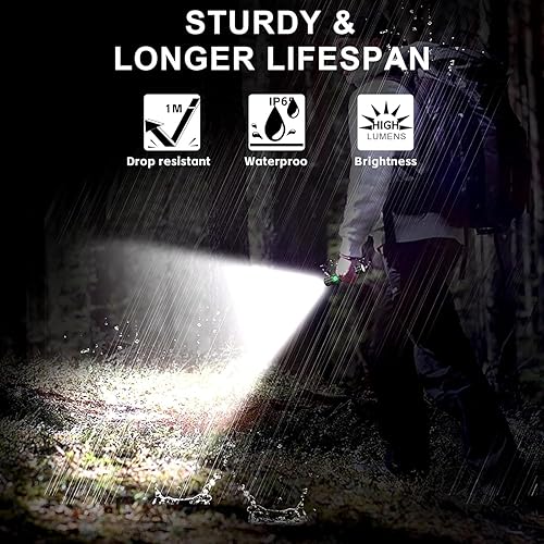 Miniatura 6 de Linterna LED recargable, linternas magnéticas USB con luz lateral de mazorca, pequeñas linternas tácticas, impermeable, zoomable, luz de flash