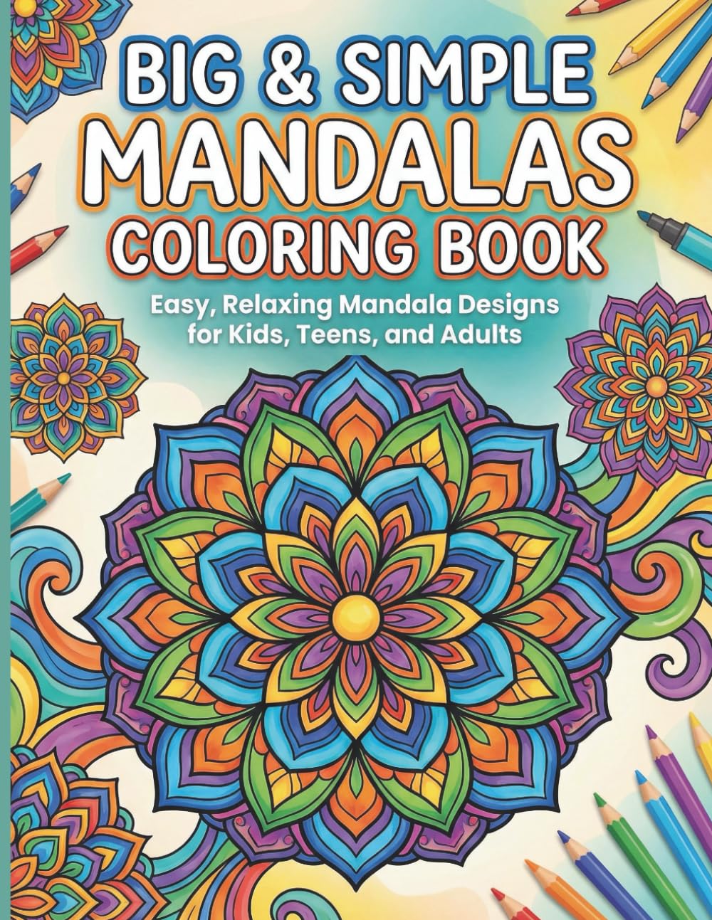 Big & Simple Mandalas Coloring Book: Easy, Relaxing Mandala Designs for Kids, Teens, and Adults