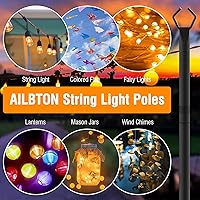 Vista 3 de AILBTON Paquete de 2 postes de luz de 10 pies, postes de luz para luces exteriores, postes de luz al aire libre con tenedor, soporte de poste