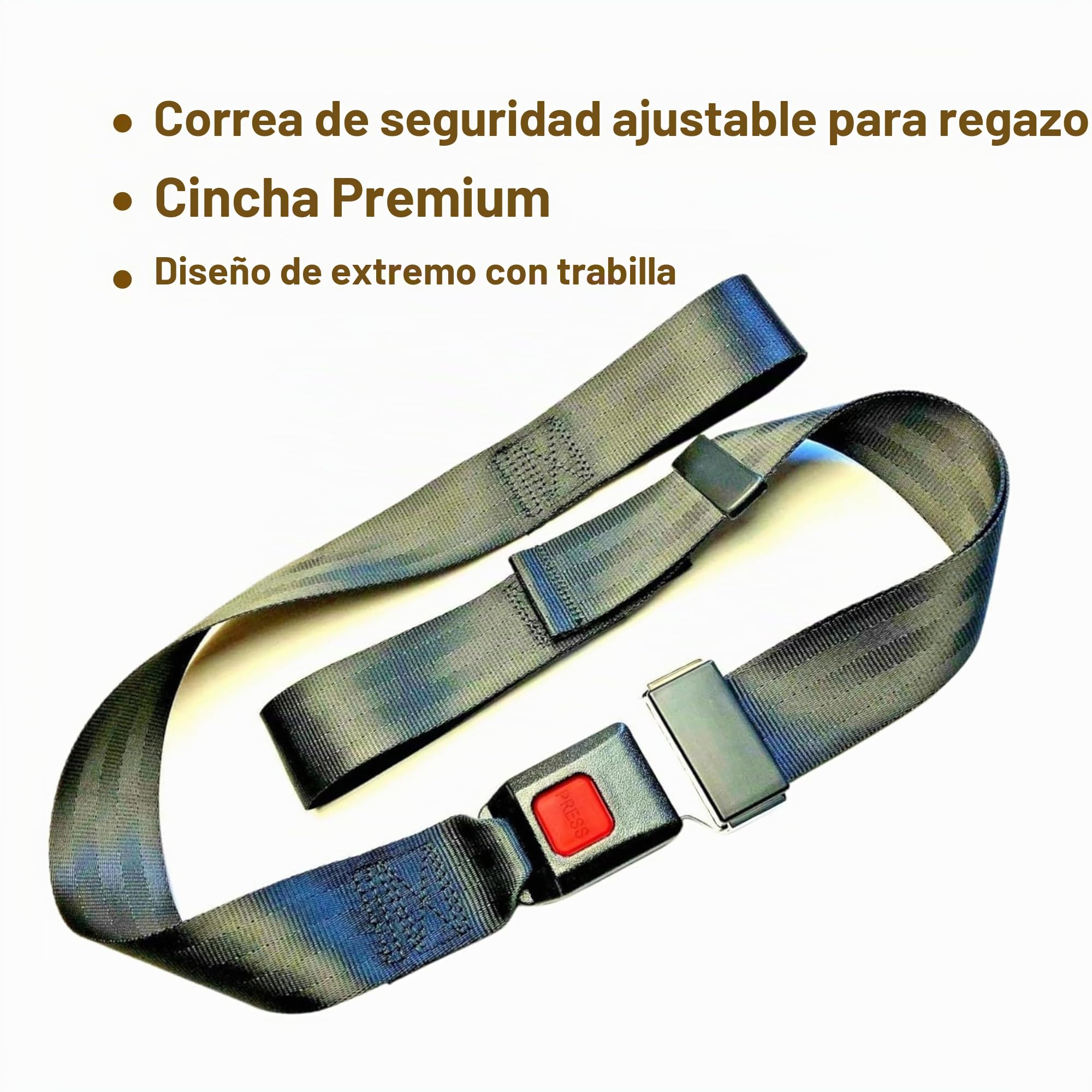 Cinturón de seguridad resistente para camillas y scooters, correa de alta calidad, hebilla de botón de fácil liberación y lengüeta de acero inoxidable con diseño de extremo de bucle
