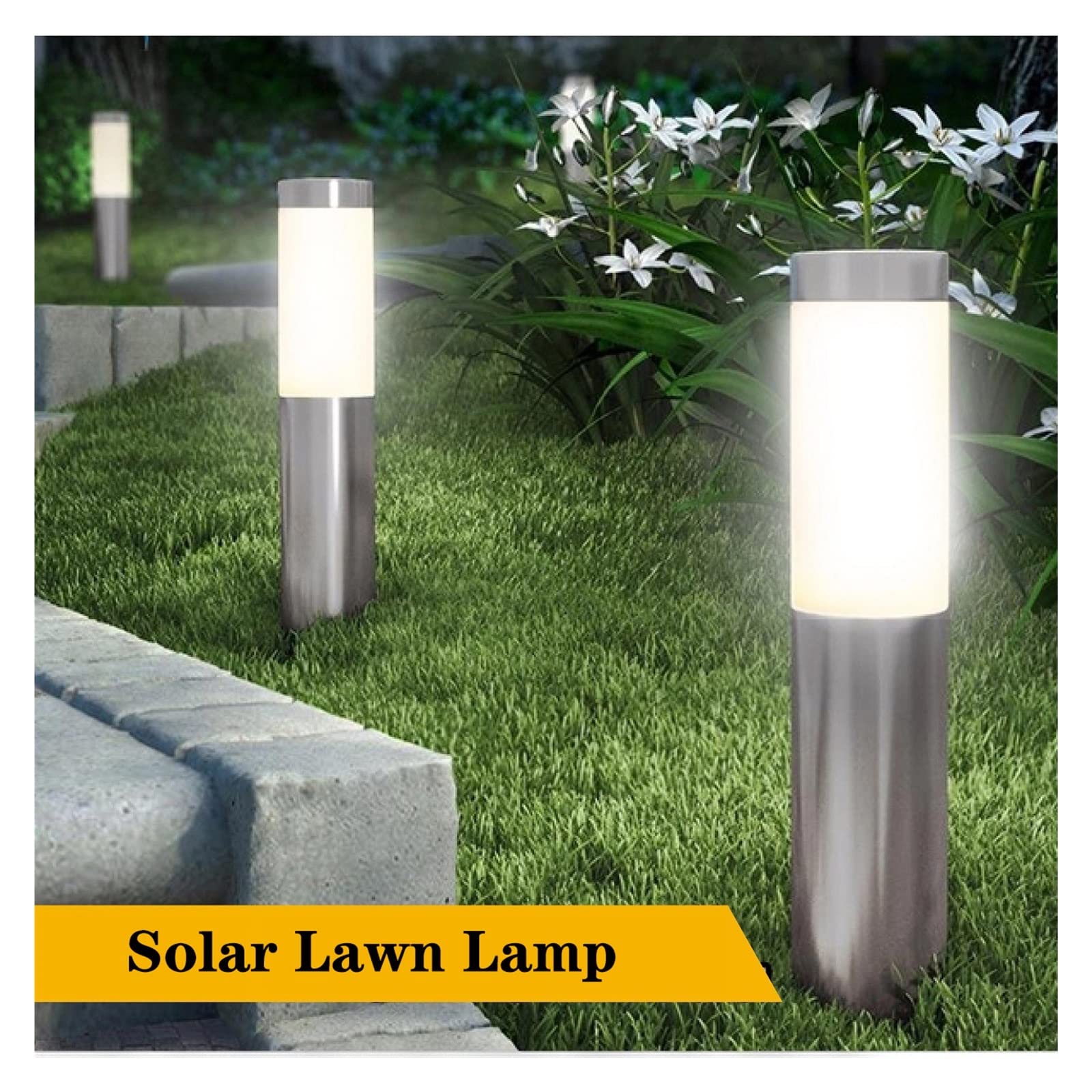Lampy solarne do ogrodu zewnętrznego Pathway Light Ogród słoneczny Zewnętrzny Wodoodporny krajobraz ze stali nierdzewnej Inteligentny trawnik na podwórku Lampa uliczna Światła Lampa IP65 Dekoracja Na