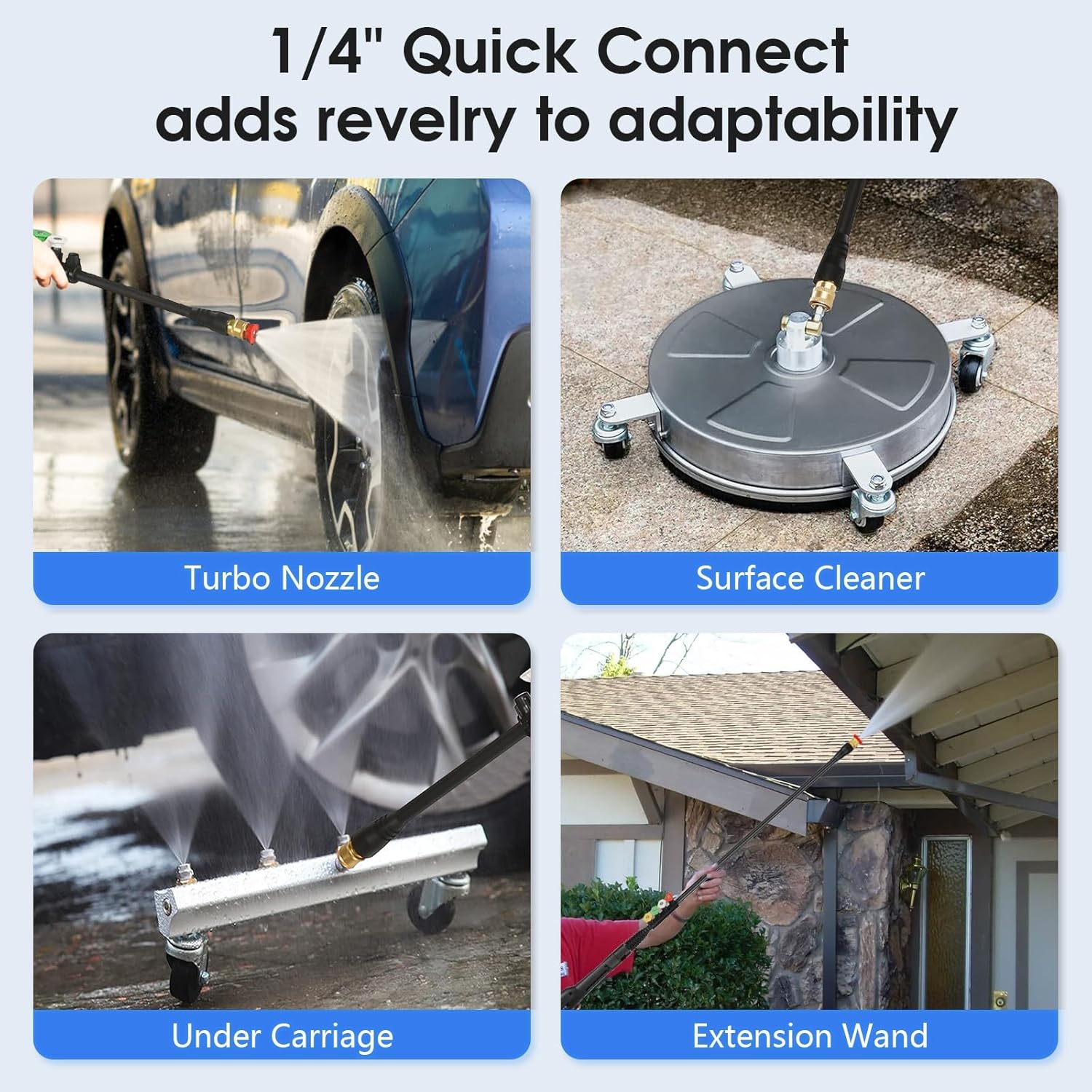 Pressure Cleaner High Power Cleaner with 33ft Power Hose, 4 Nozzles and Soap Bottle, for Home, Cars, Fences, Patio (Light Blue)