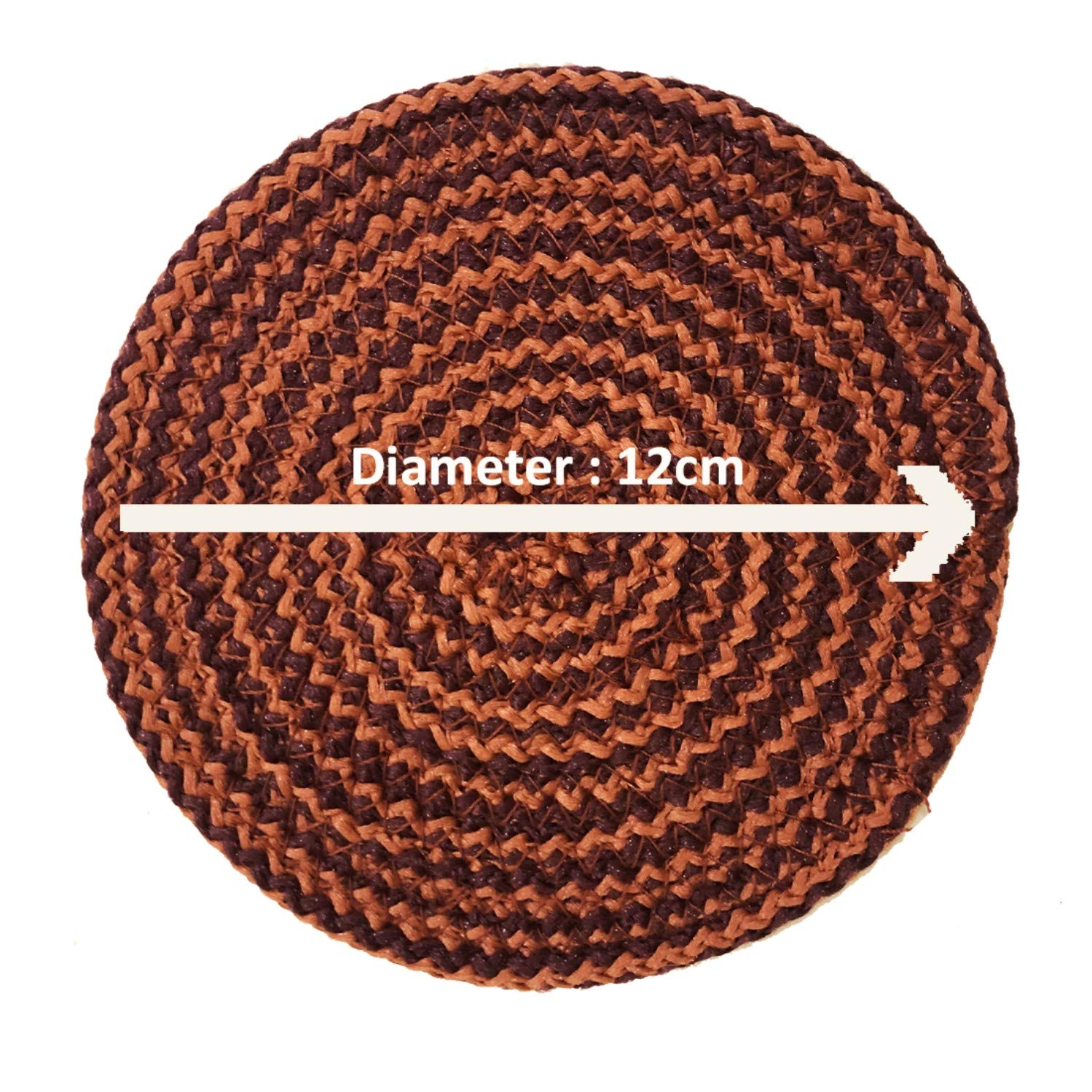 SAPROSE® Polypropylene Round Coaster Set (6 PCS Set) Machine Washable Absorbent Size: 5 inch Diameter (OVERGEAN-TAN Melange) 1