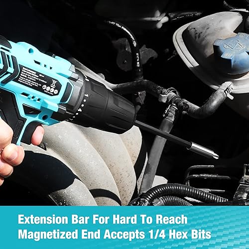 Miniatura 3 de DURATECH Juego de adaptadores de enchufe y barra de extensión de 5 piezas, con vástago hexagonal de 14 de pulgada, adaptador de extensión de 14