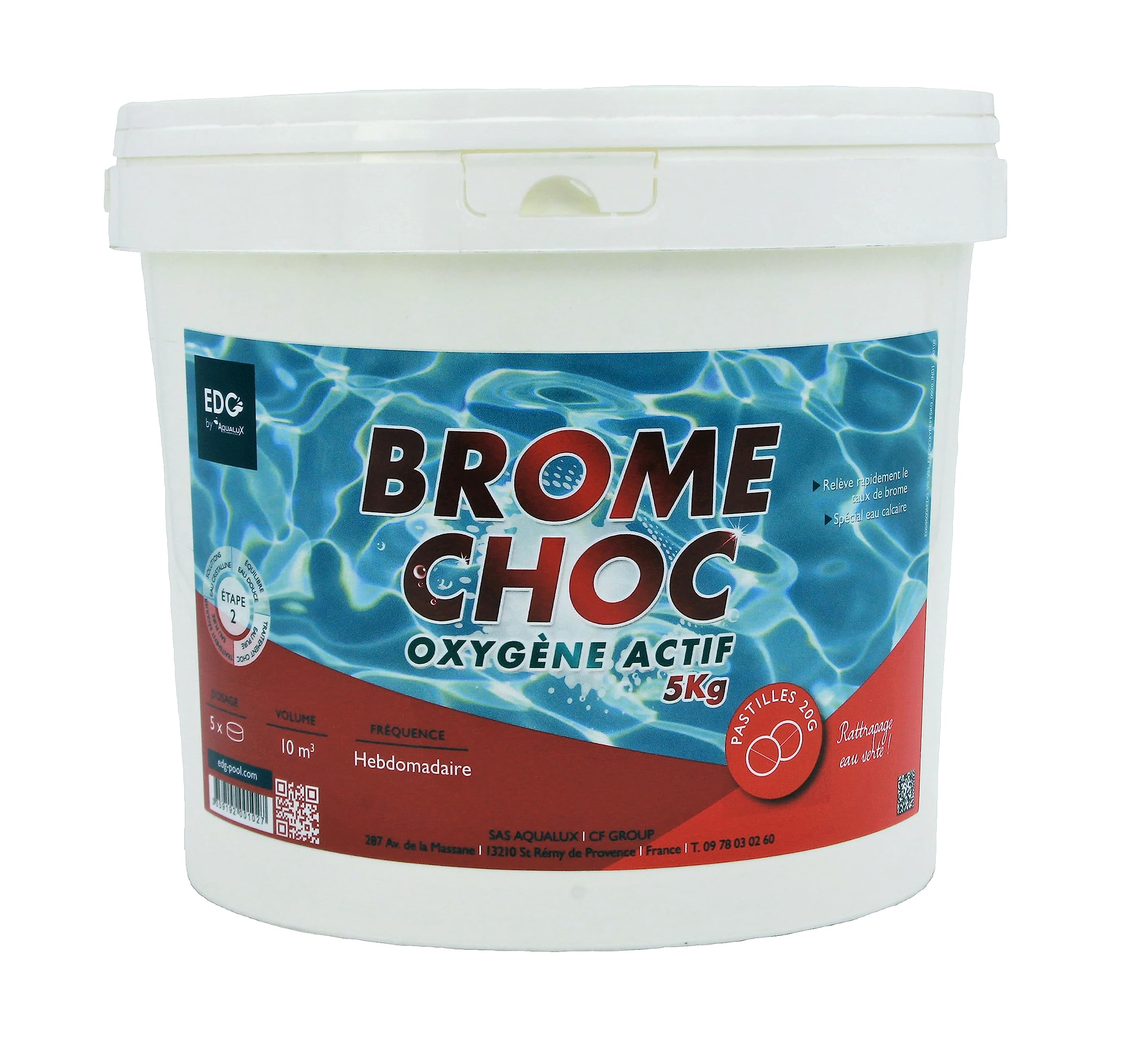 EDG by AQUALUX Brome Choc Pastilles 20g - 5kg | Activateur de Brome - Oxygène Actif Choc - Désinfection Choc sans Chlore - Dissolution Rapide + 10 Tests HPS OFFERTS 6 en 1