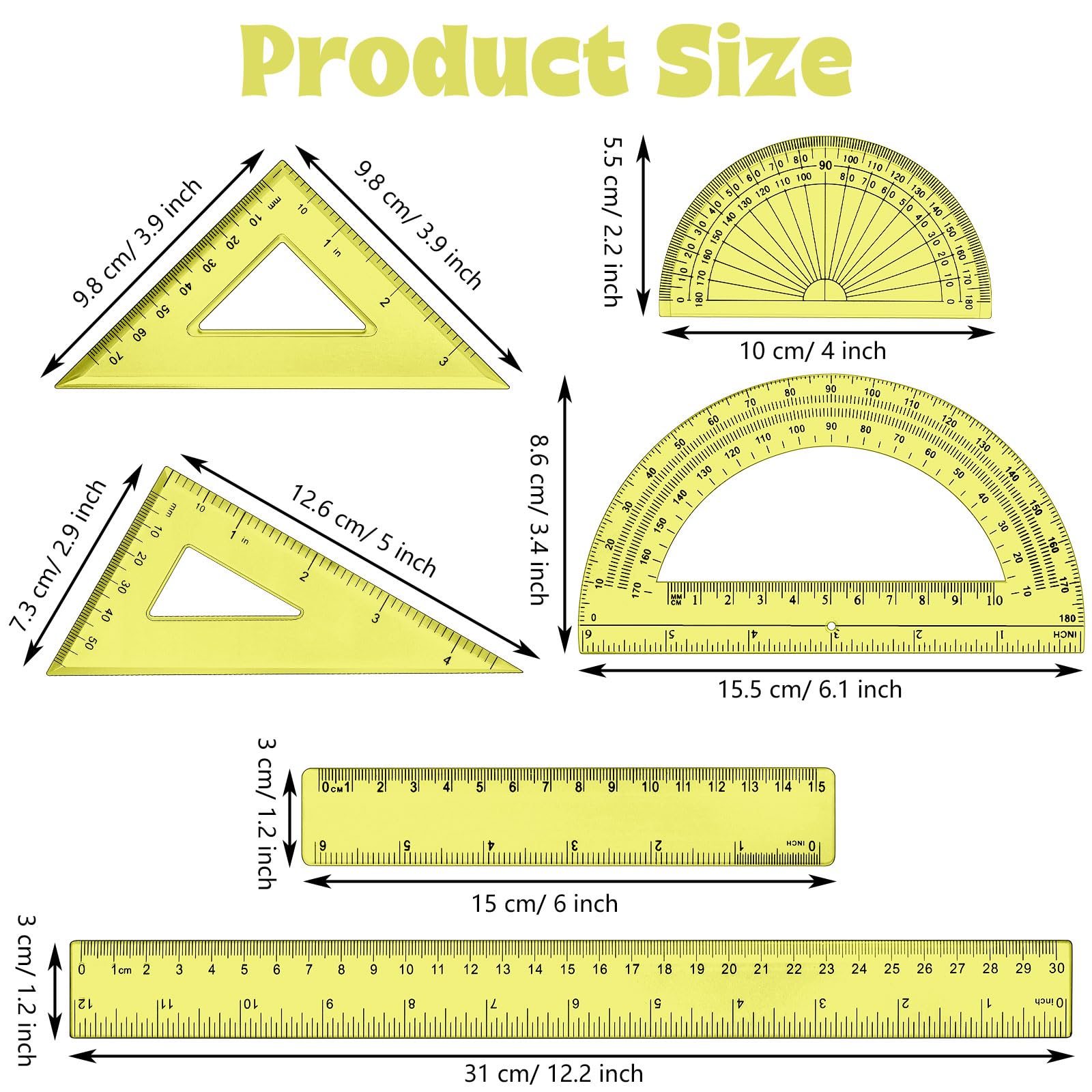 Mathematics Long Ruler Snapklik.com : Tenare 1 Set Plastic Clear Math Set Includes Protractor ...