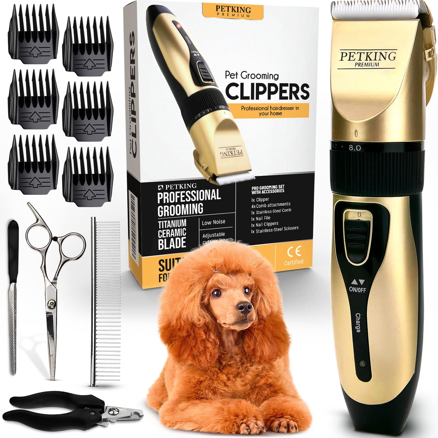 PetKing Premium Quiet Dog Clipper Professional Pet Hair Clipper for