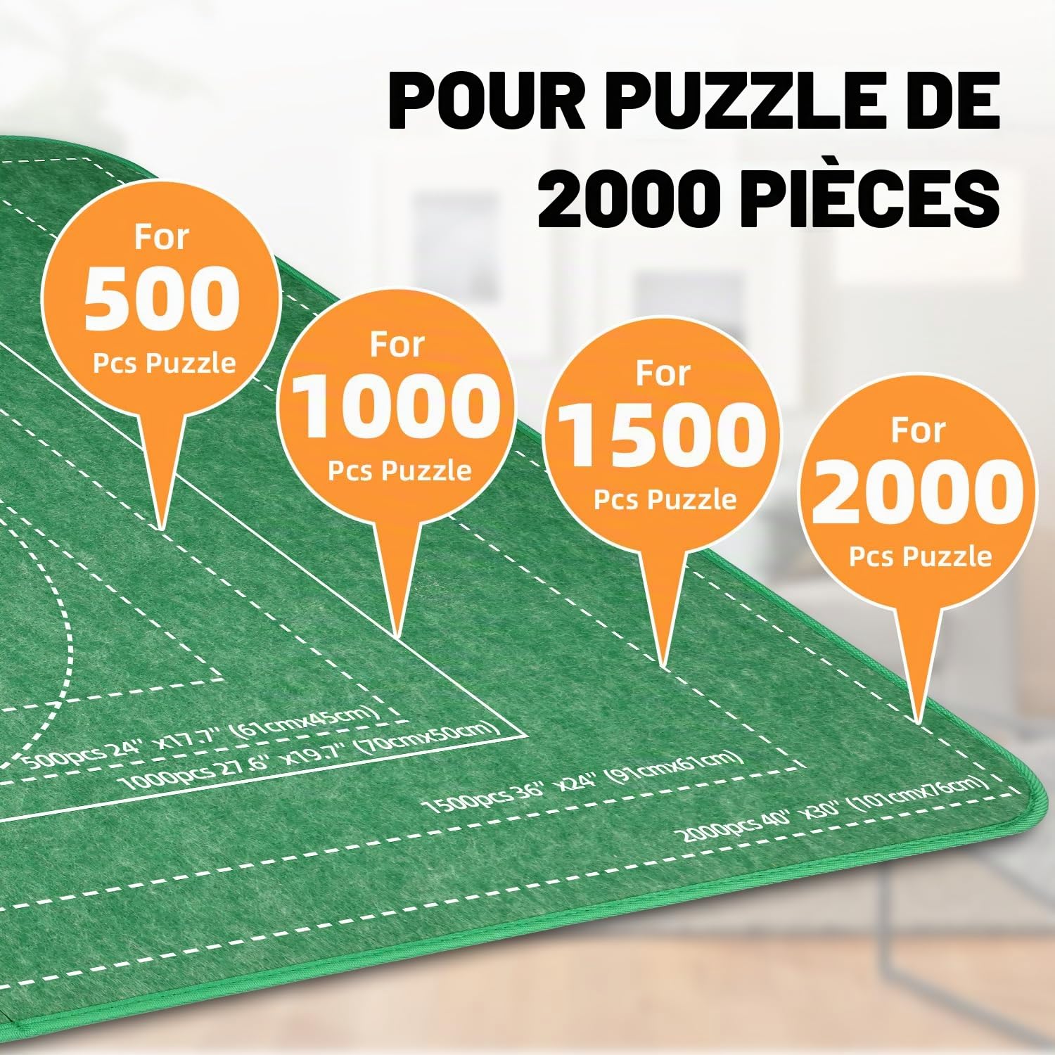 MOZOOSON Plateau Puzzle 2000 Pieces, Planche Puzzle, Puzzle Board Pliable avec Accessoires de Rangement 41.3x31.5in - 8 Plateau et 1 Couvercle Transparent pour Déplacement et Stockage Faciles