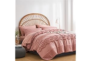 Blush Bedding Set - Seven Piece Tufted Comforter and Sheet Set for...