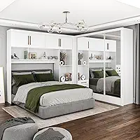 Guarda-roupa Casal Modulado 4 Portas Santiago 3 Portas Premium 5 Gaveta com Espelho Branco