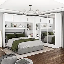 Guarda-roupa Casal Modulado 4 Portas Santiago 3 Portas Premium 5 Gaveta com Espelho Branco