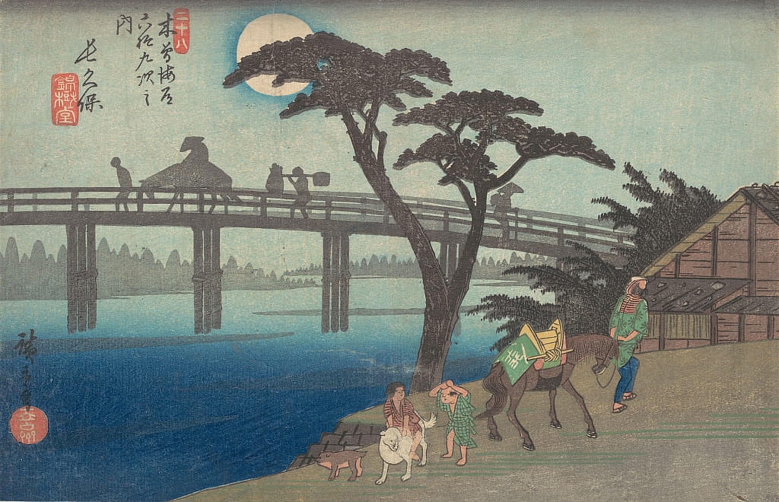 POSTERIIk Vintage Classic Picture Landscape Artwork Nagakubo Station No by Ando Hiroshige Portrait Canvas Painting for Office Home Decor 60x90cm