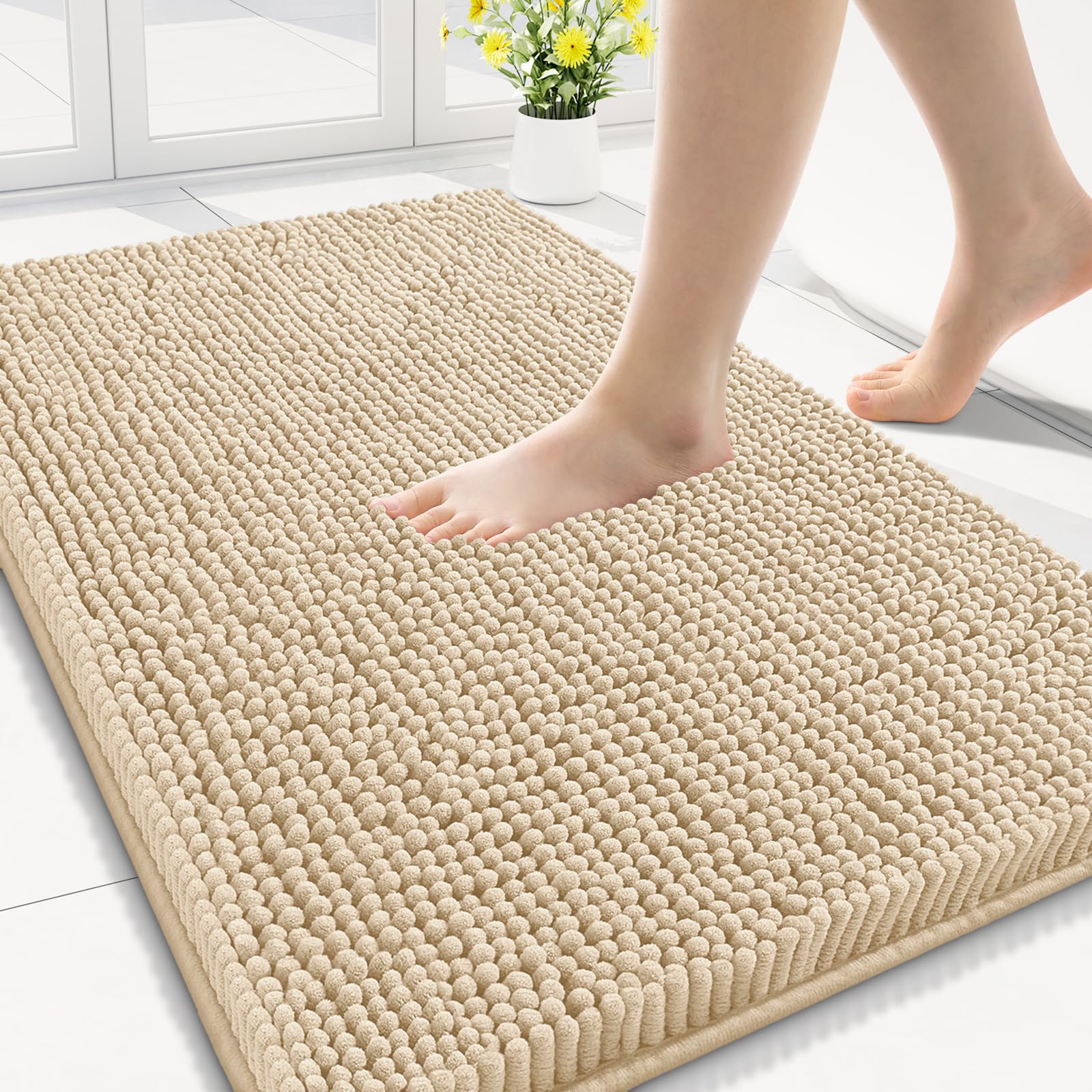 Smiry Bathroom Rugs 30X18, Luxury Chenille Extra Soft Absorbent Bath Mat