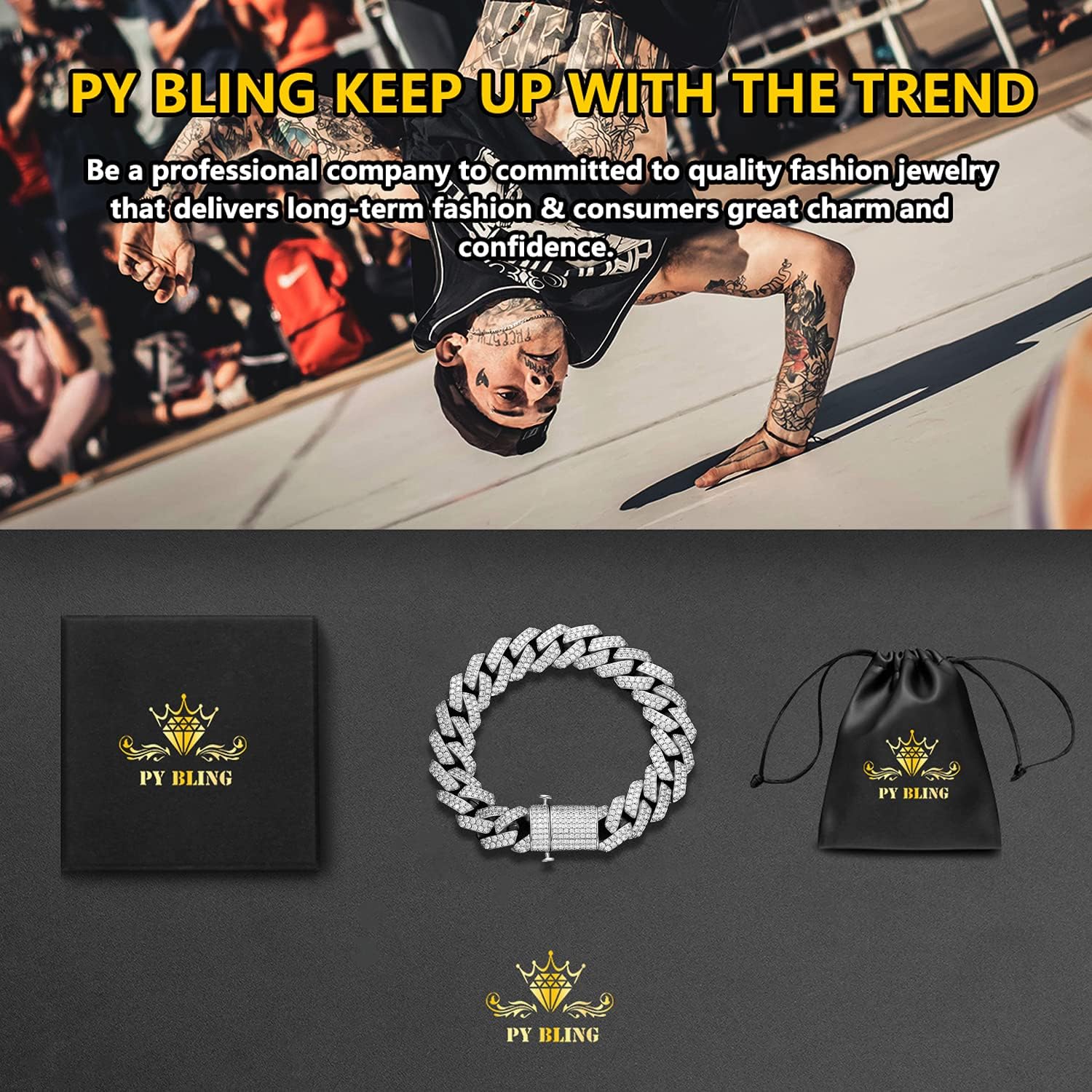 Hip Hop Mens Full Iced Out 15mm 18K Gold/White Rose Gold Plated CZ Miami Cuban Link Chain Choker 18"-24" Necklace or 7.5"-8.5" Bracelet with Gift Box - Image 8