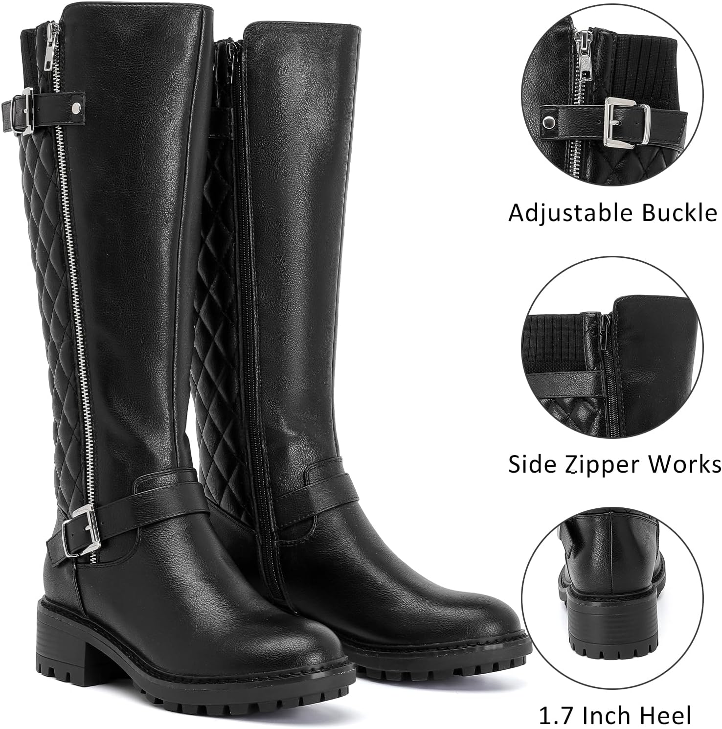 Knee High Boots for Women Classic Comfort Riding Combat Boot Round Toe Side Zipper Long Tall Fall Winter Womens Boots. - Image 4