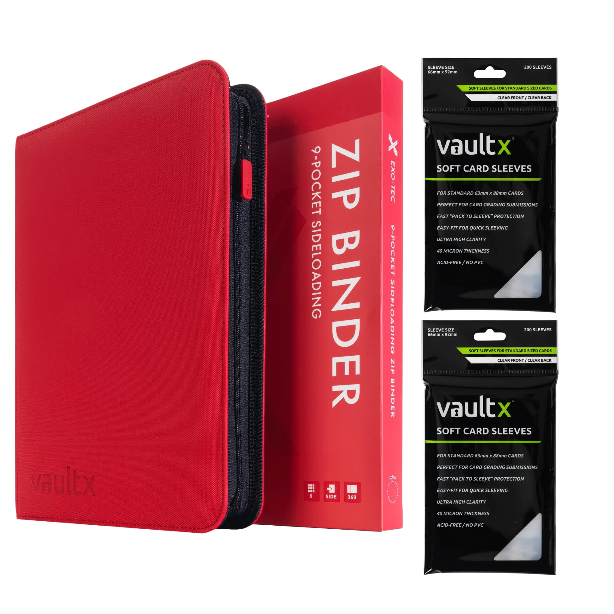 Amazon.com: Vault X 9 Pocket Exo-Tec Zip Binder Red + 400 Penny