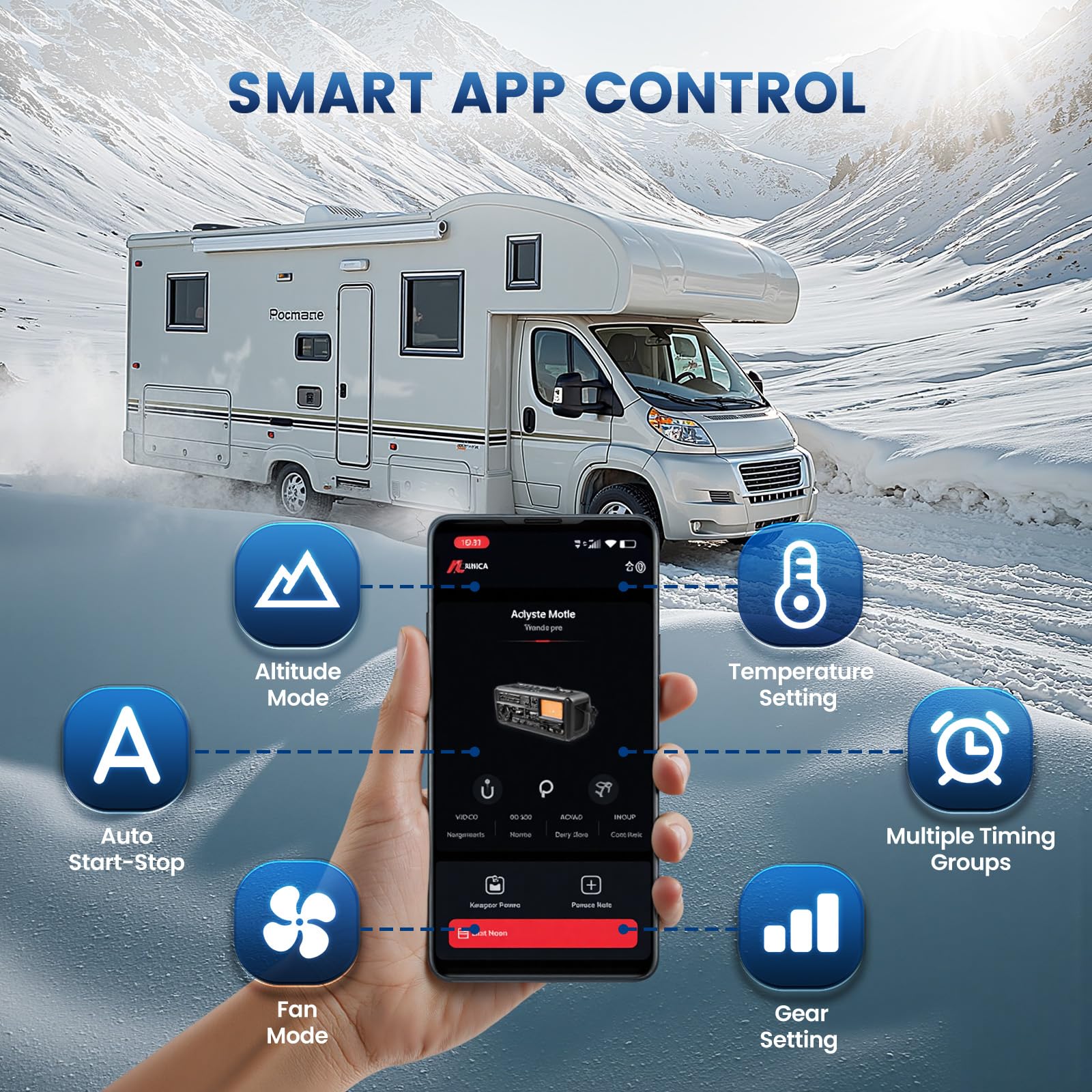 12V/24V Luft Dieselheizung 8KW, 0,12-0,45 L/h Air Diesel Standheizung mit APP & Adapter,18% höhere Verbrennungseffizienz,10-Stufen-Temperaturregelung, Automatik-Start-Stopp für Auto LKW, 2025
