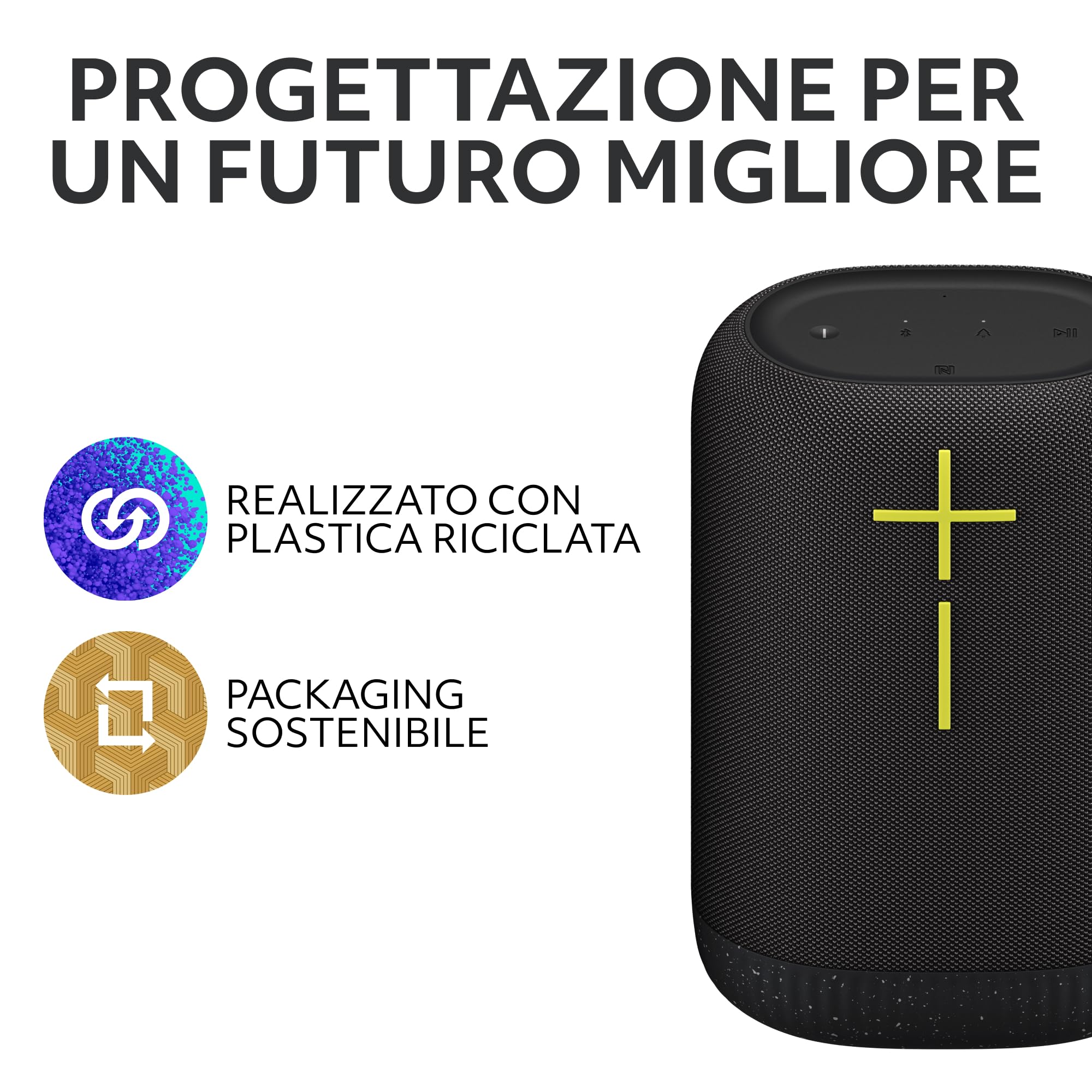 Ultimate Ears EPICBOOM, altoparlante bluetooth wireless portatile, bassi ottimali,audio a 360 gradi, EQ adattivo,IP67 impermeabile, galleggiante, batteria di 17 ore,raggio d’azione di 55 m - Nero