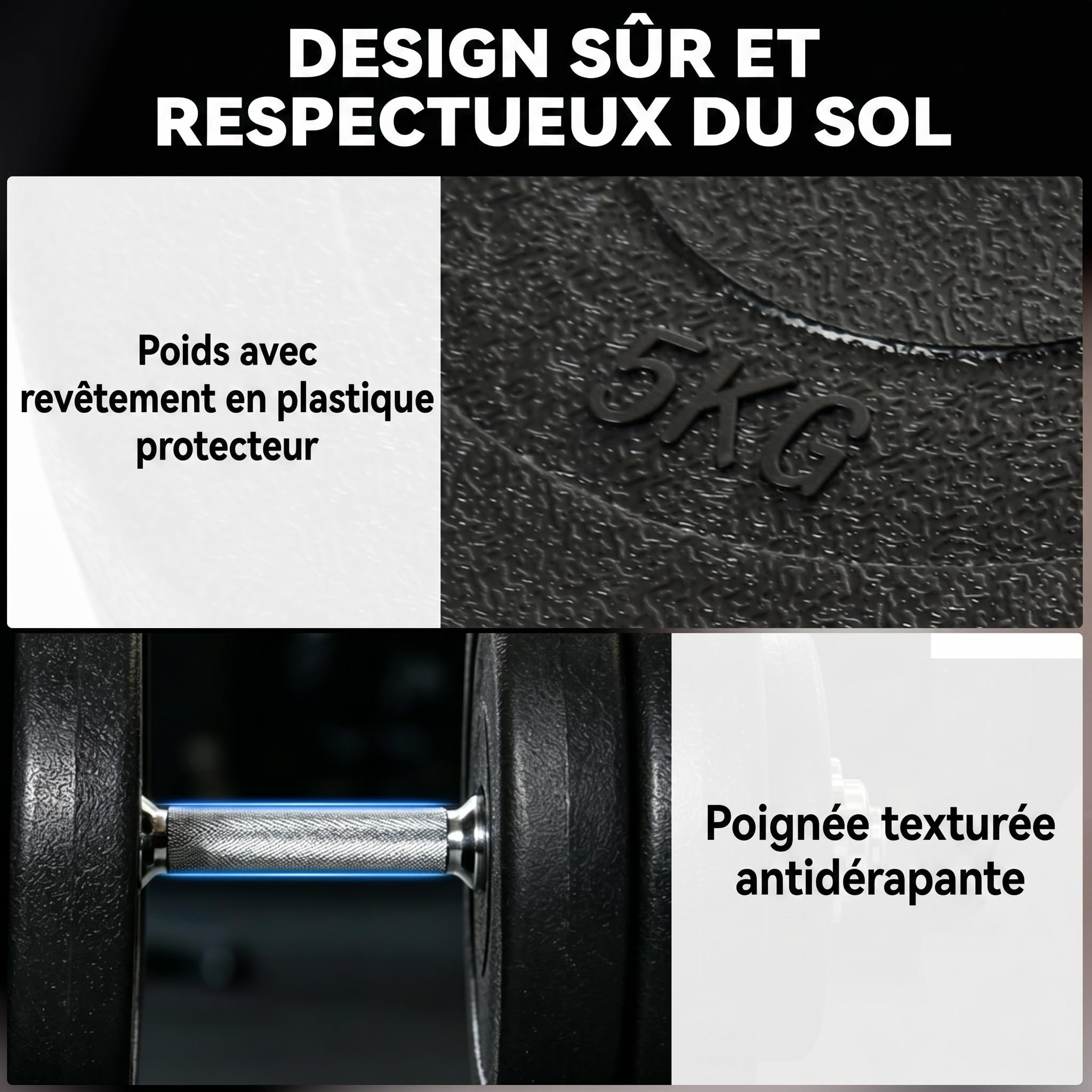 HOMCOM Set di Manubri Palestra Regolabili 2x25kg, Coppia Manubri Regolabili Salvaspazio con Impugnatura Antiscivolo, Allenamento Fitness Casa, Nero