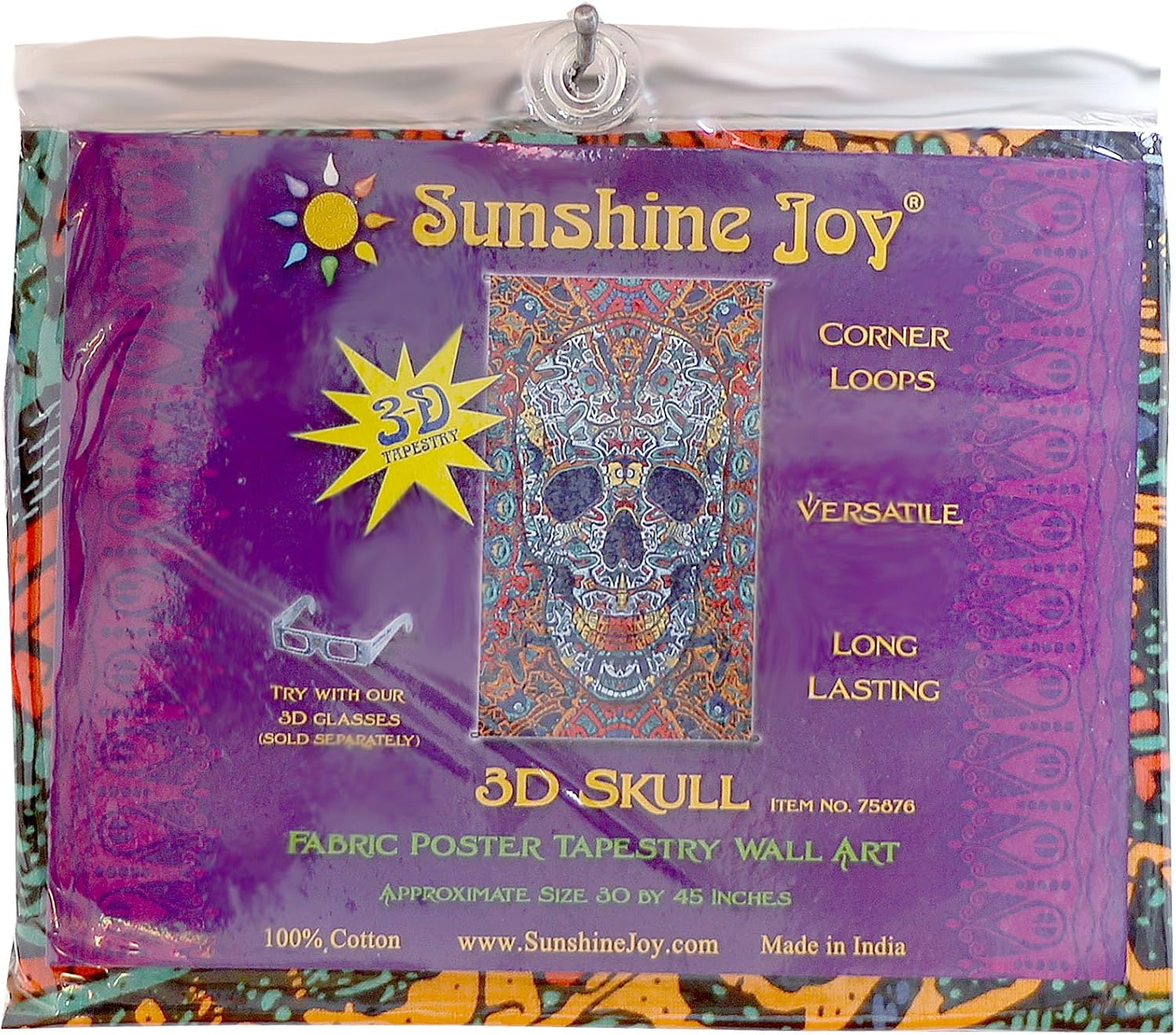 Sunshine Joy 3D Skull Tapestry - Beach Sheet - Hanging Wall Art (30X45 inches) image 4