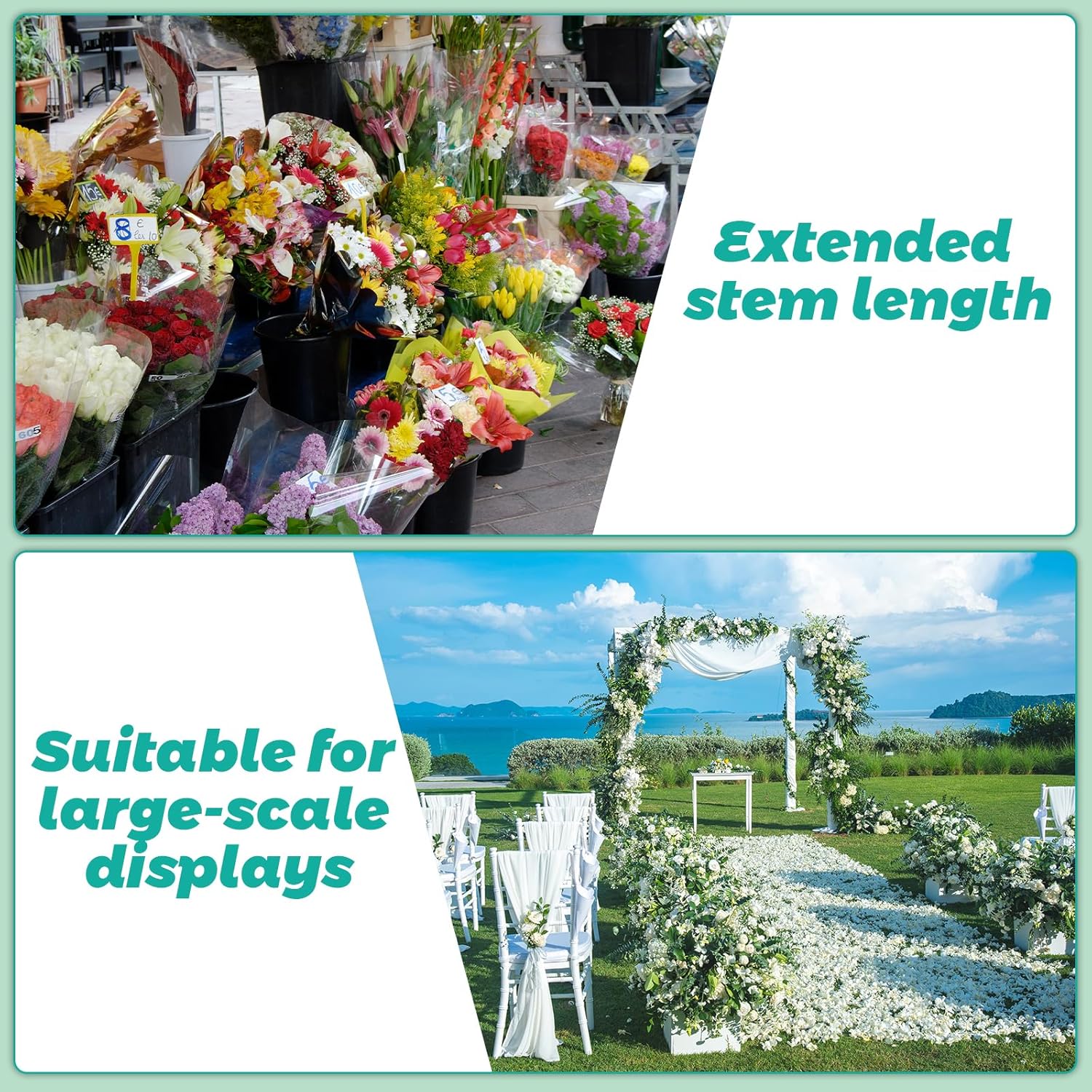 STARVAST 100PCS 12 Inch Green Floral Water Tubes with Rubber Caps, Large Plastic Flower Water Tubes for Fresh Flower Stem Arrangements, Bulk Florist Water Picks Supplies