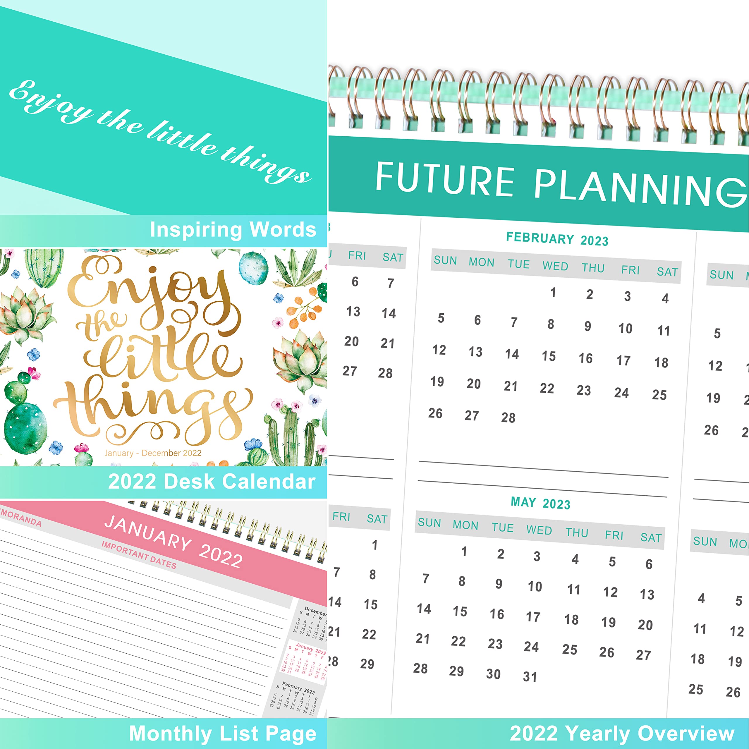 Desk Calendar 2022 Standing Flip 2022 Desktop Calendar with Thick