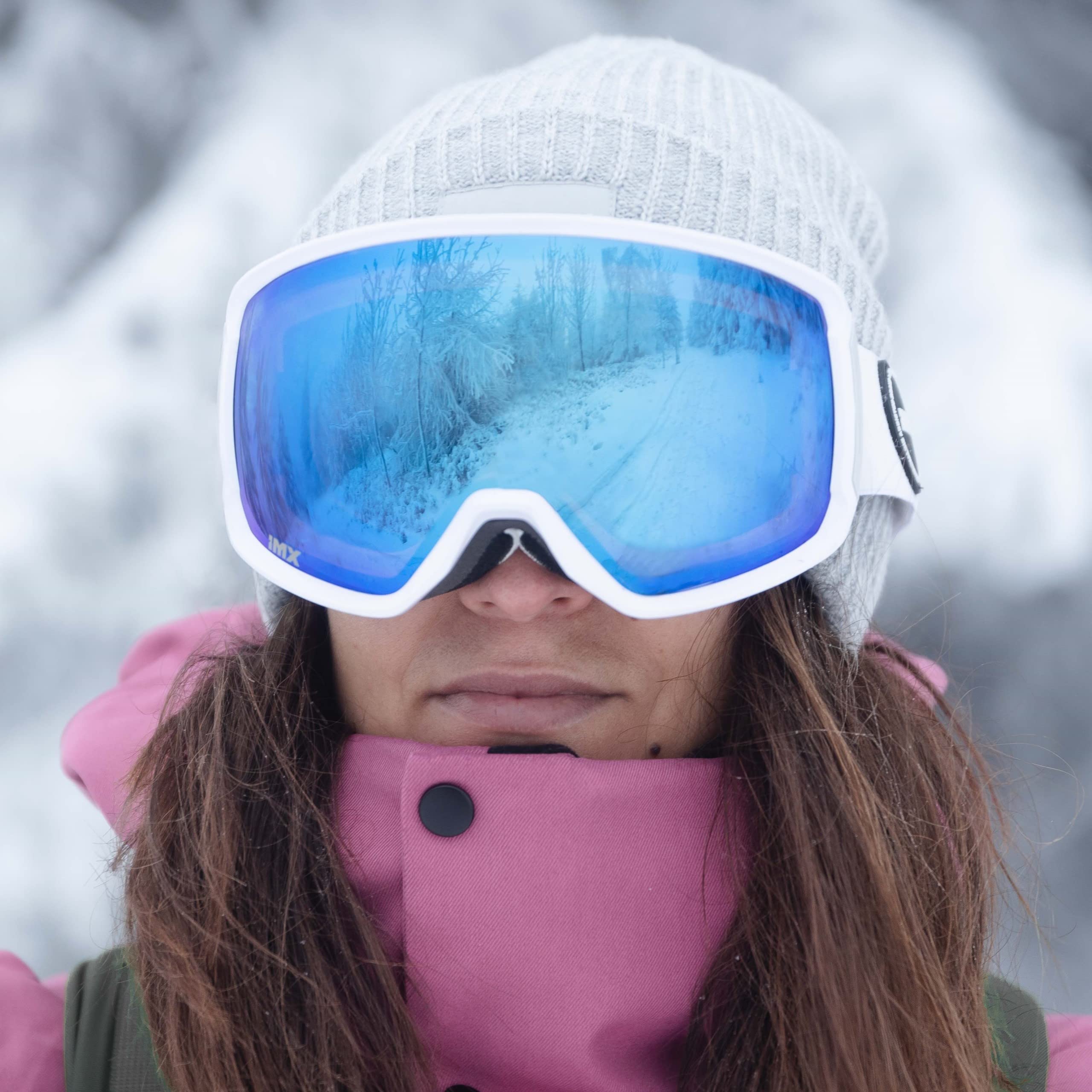 Peak Masque de Ski Snowboard Eponge Triple couche DualLens anti-rayures anti-buée et Revêtement UV large Bande avec impression silicone