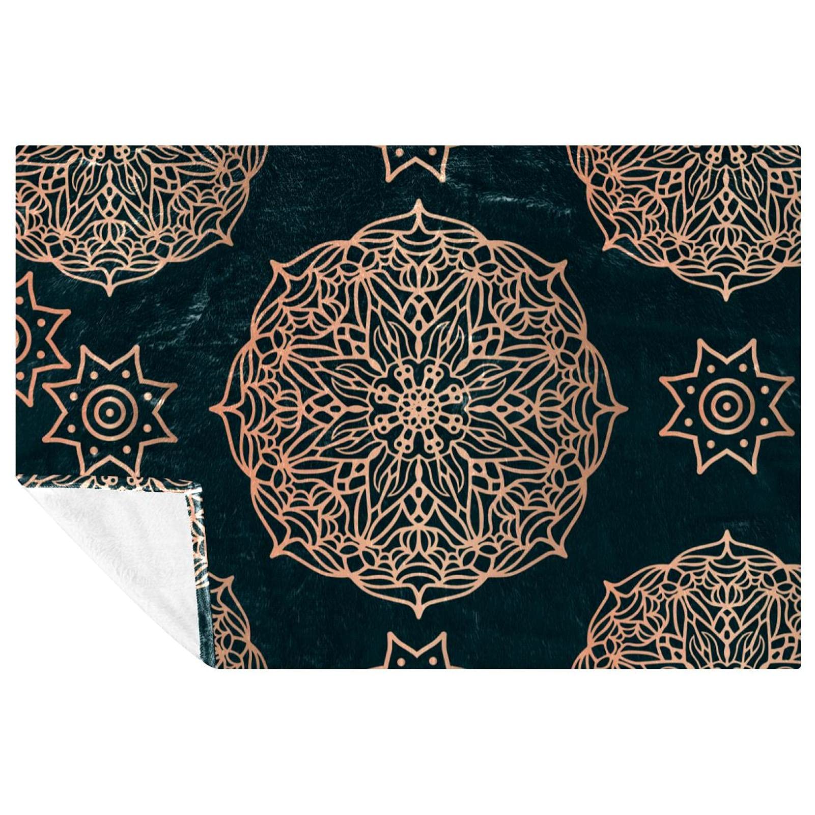 Couverture douce mandala 150x100 cm pour lit et canapé
