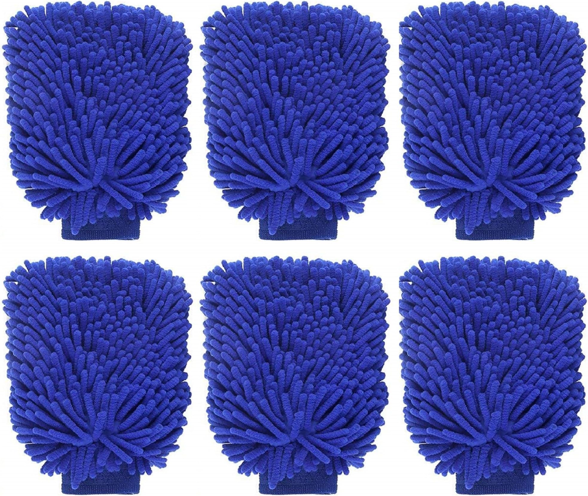 ALOUD CREATIONS 6 Pc Double Sided Microfiber Cleaning Gloves | Car Wash Mitt for Cleaning and Dusting | Chenille Mitt Cleaning Gloves | Extra Large, Professional Grade | Multi Colour