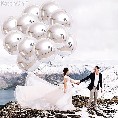 Miniatura 8 de Globos grandes de Mylar plateados, 22 pulgadas, paquete de 12 con globos de bola de discoteca plateados, 22 pulgadas, paquete de 12, globos