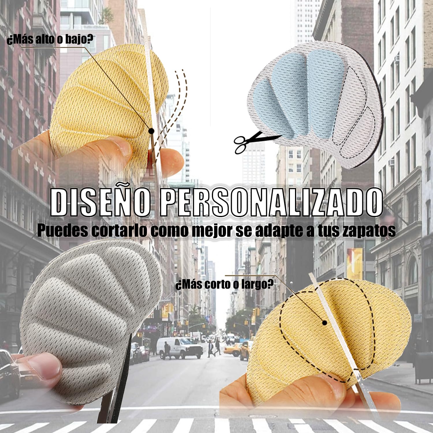 Taloneras para zapatos antideslizantes autoadhesivas 8 pares 4 colores