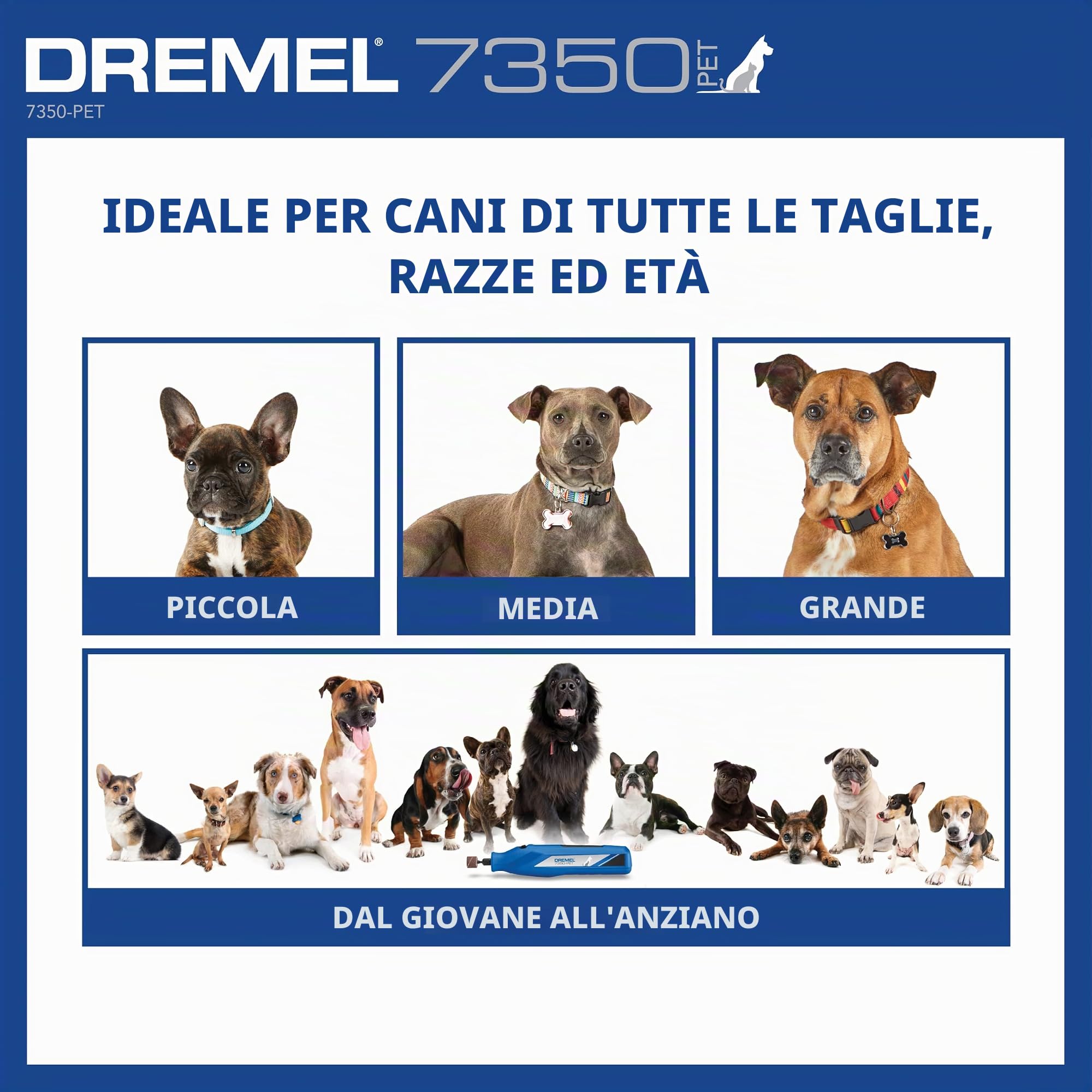 Dremel 7350-PET 4V Pet & Dog Nail Grinder, Easy-To-Use & Safe Nail Trimmer, Professional Pet Grooming Kit - Works on Large, Medium, Small Dogs & Cats