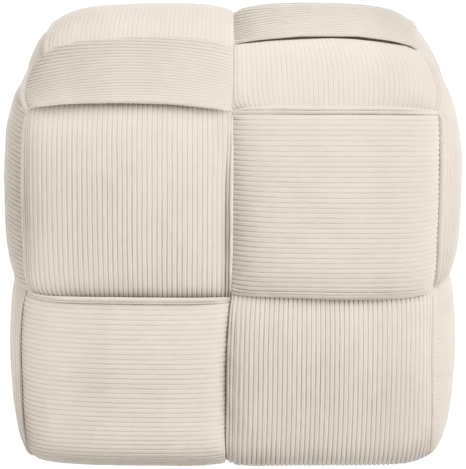 CLP Puff Forinta de Pana, Cuadrado Acolchado, diseńo Moderno Beige, cómodo y Estable para salón y Dormitorio, Color:Crema