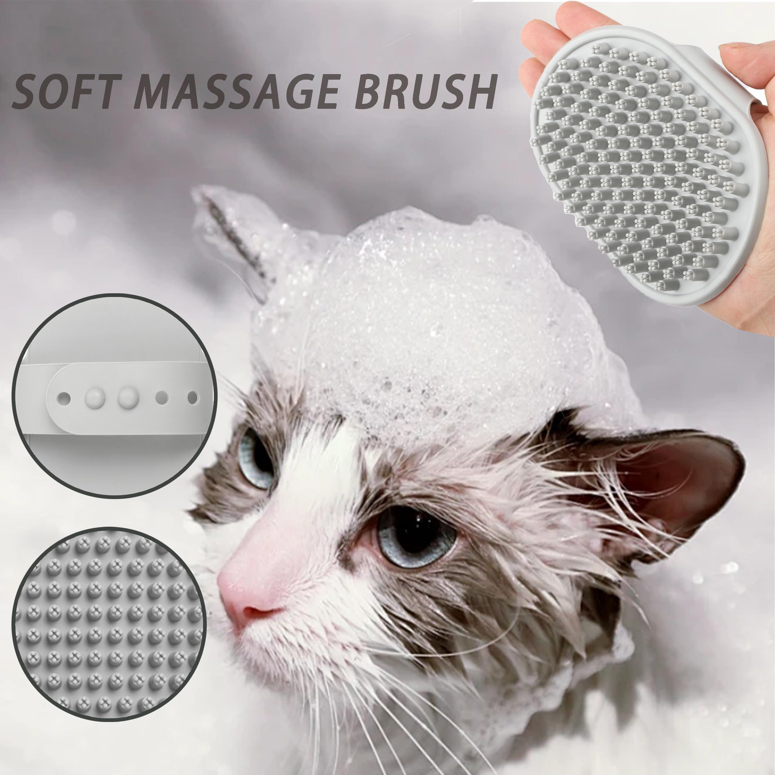 Kit de 6 herramientas de aseo para gatos, desenredado y desenredado para pelo largo y corto, cepillo de limpieza automática con peine de pulgas 6 en 1 para gatos y gatitos (blanco)