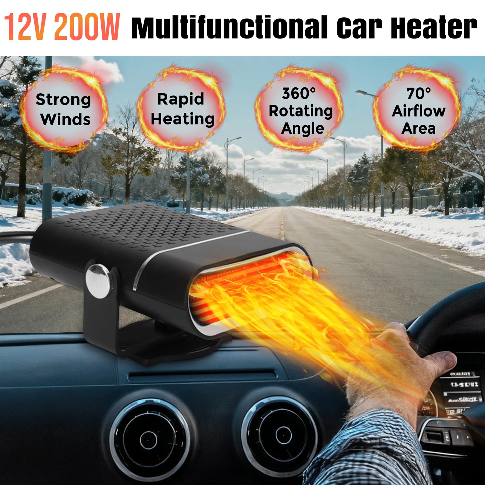 Qidoe 200W Autoheizung 12v Car Heater: Auto Heizung Tragbar akku kfz Heizlüfter, Zigarettenanzünder 12 Volt Standheizung Scheibenheizung sitzheizung mit Ventilator für Wohnmobil PKW Camping LKW 12 v