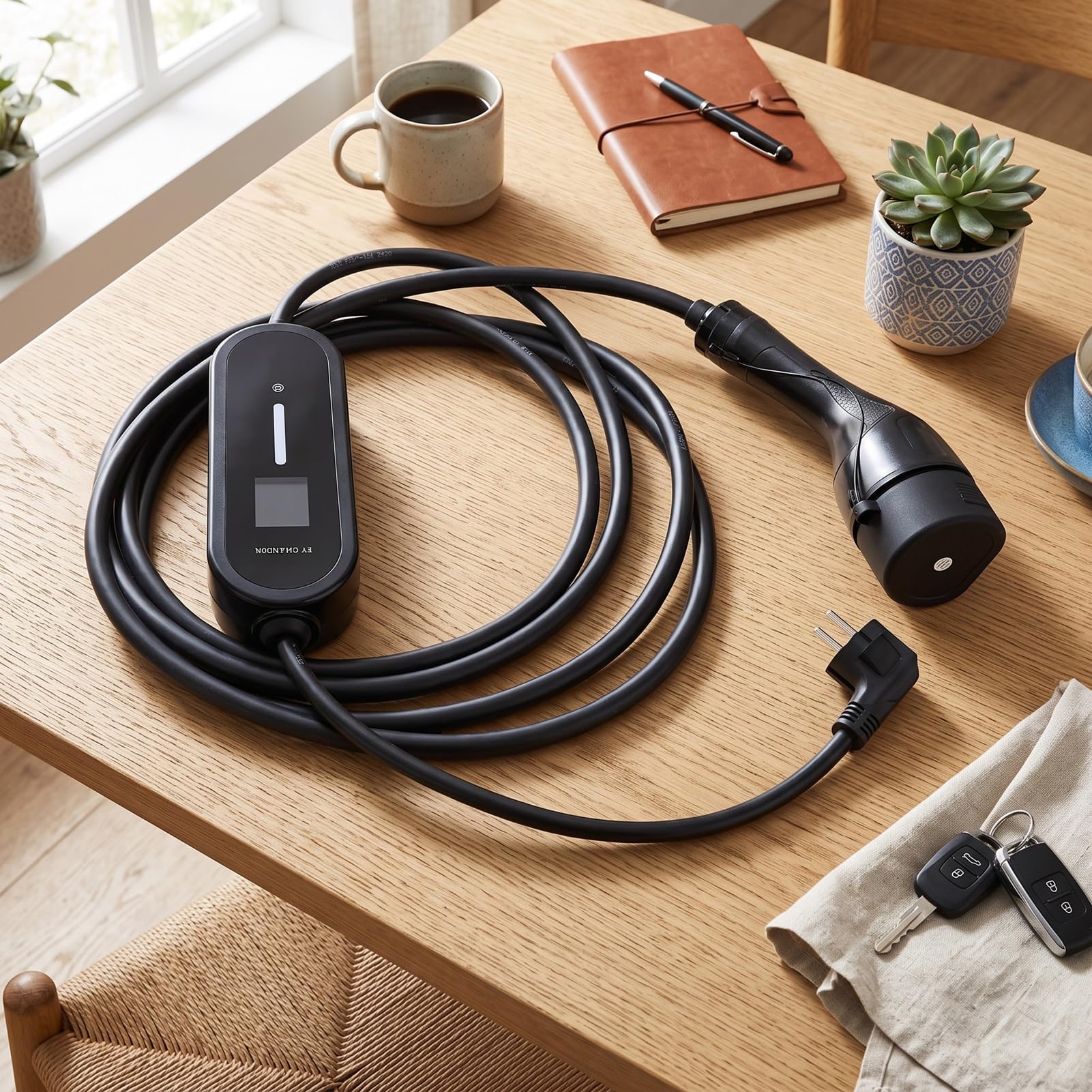 Cargador Portátil EV Tipo 2, 3,5 KW Ajustable 6A-16A 5 Metros