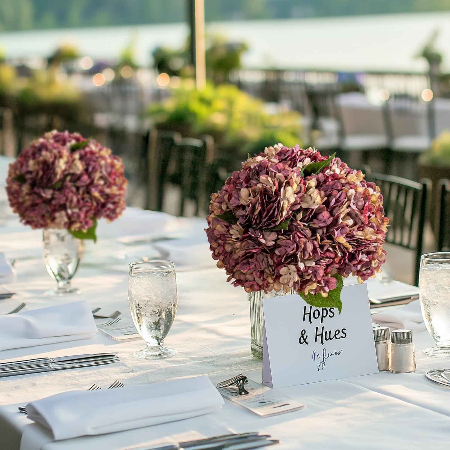 10PCS Fake Hydrangea Artificial Flowers Hydrangea Bouquet for Home Wedding Bridal Bouquet Office Party Table Centerpiece DIY Floral Decor (Autumn Pink) - Image 5