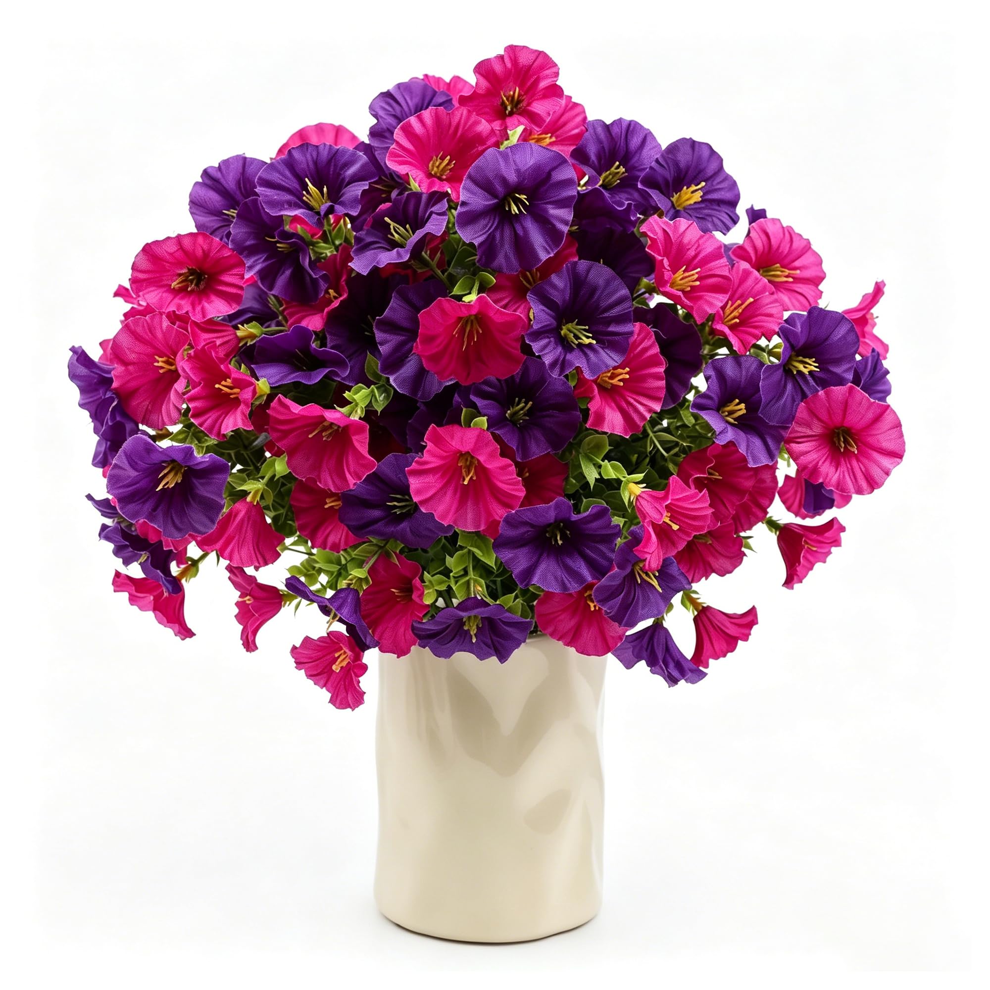 binandtem 6 Bundles Artificial Morning Glory, Faux Trumpet Flowers with Bendable Stems, UV Resistant Outdoor Plants for Garden Pots, Porch & Indoor Décor - Colorful