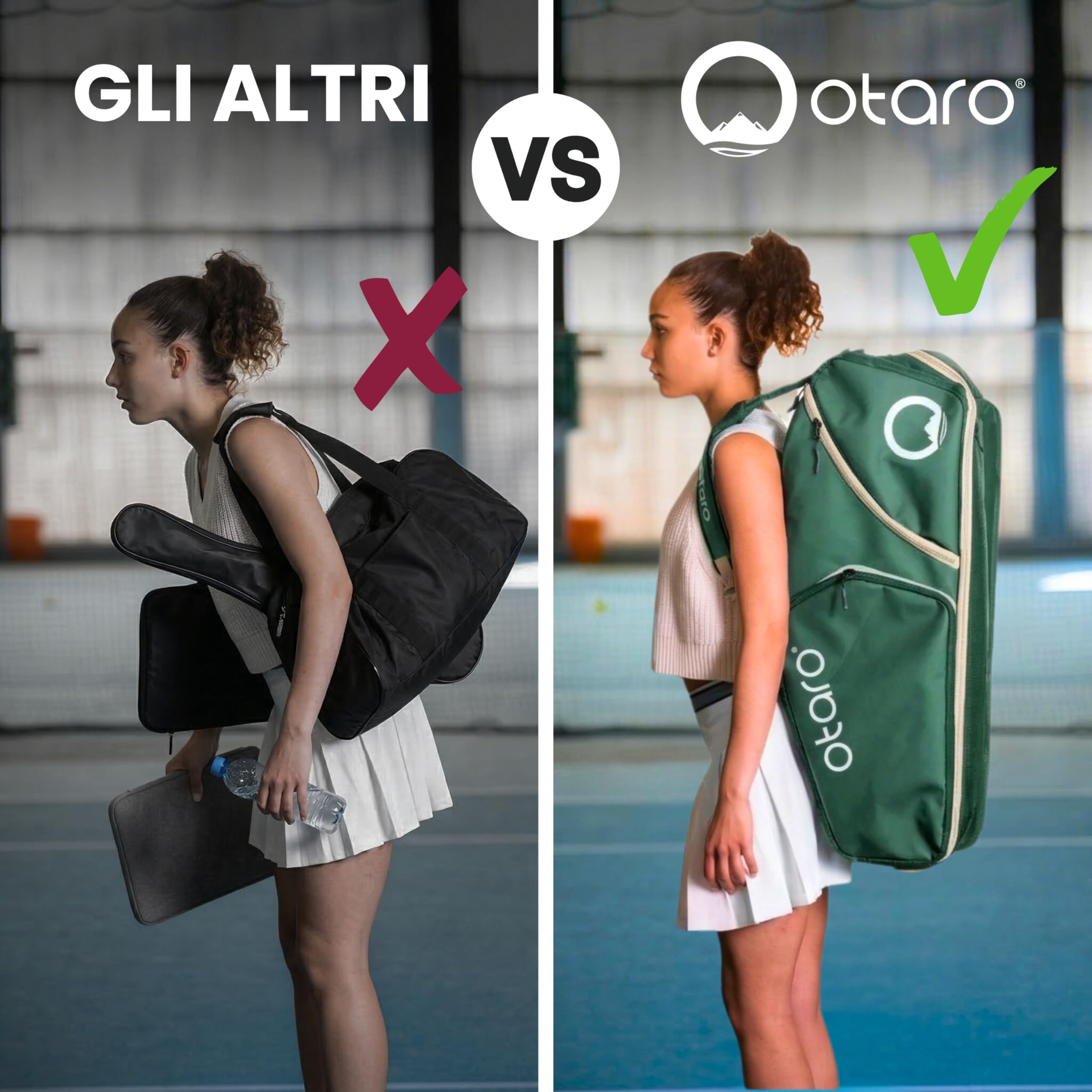 Otaro Borsa tennis 82L | Borsone tennis per 4 racchette | Con scomparto isolato, scomparto per scarpe, scomparto termico e scomparto per laptop | Sistema trasporto 3 in 1 | Zaino tennis idrorepellente