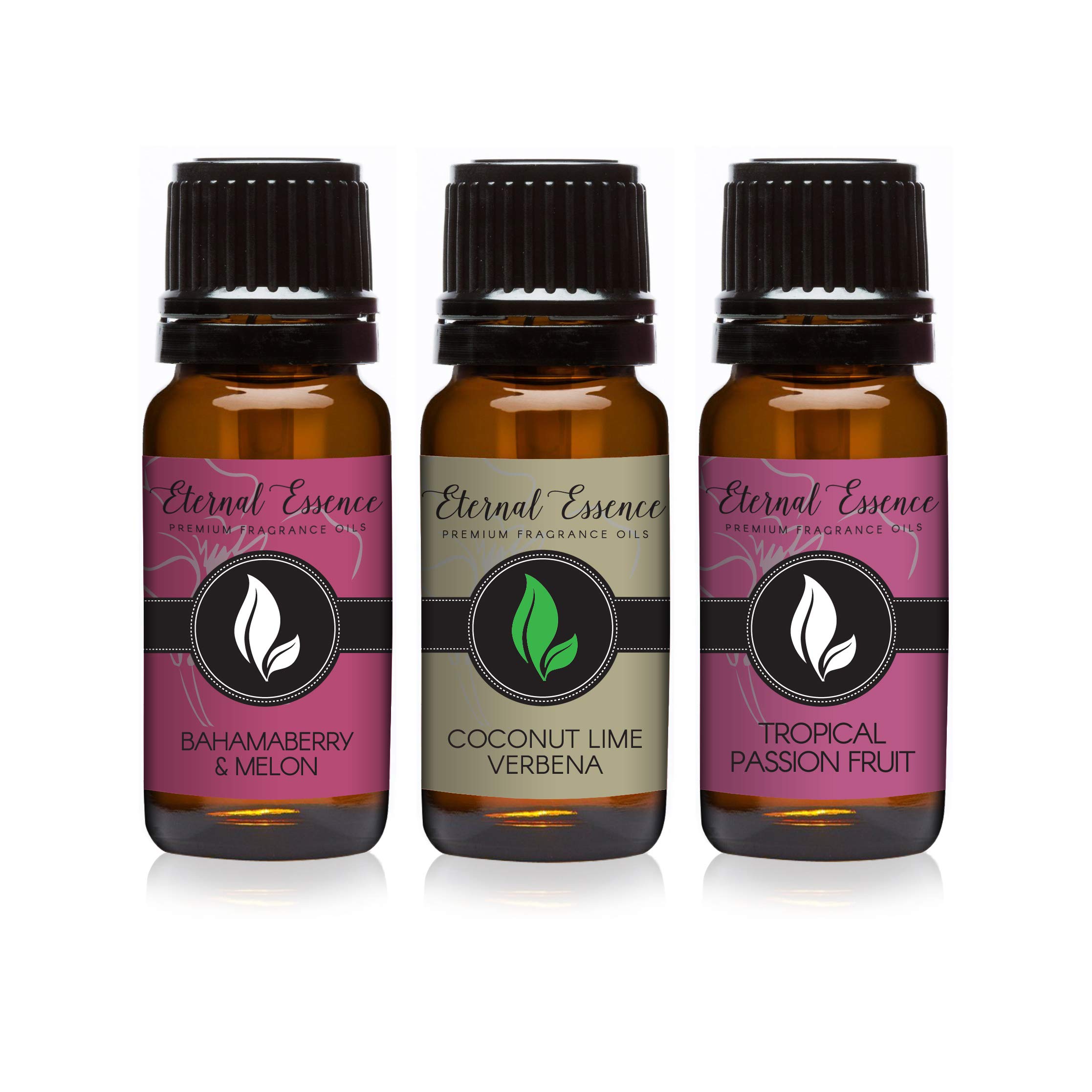 Eternal Essence Oils - Trio (3) - Tropical Passion Fruit, Bahama Berry &amp; Melon &amp; Coconut Lime Verbena - Premium Fragrance Oil - 10ML