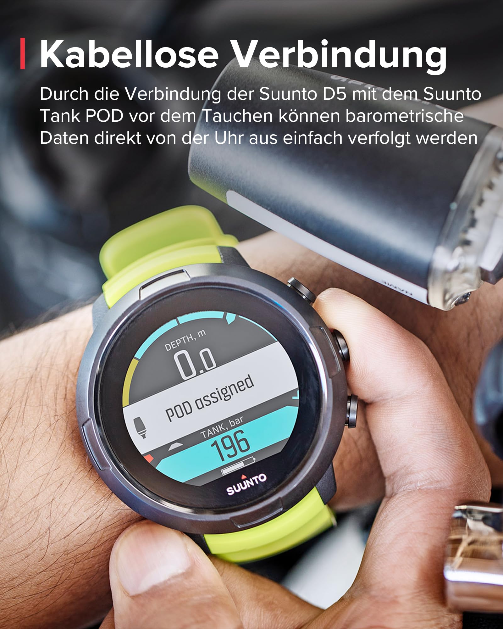 SUUNTO D5 Tauchcomputer mit Farbdisplay, 100m Wasserdicht, Alarmfunktion, Stoppuhr, Wetterinformationen, Kompass und Einer Akkulaufzeit von bis zu 12 Stunden im Tauchmodus