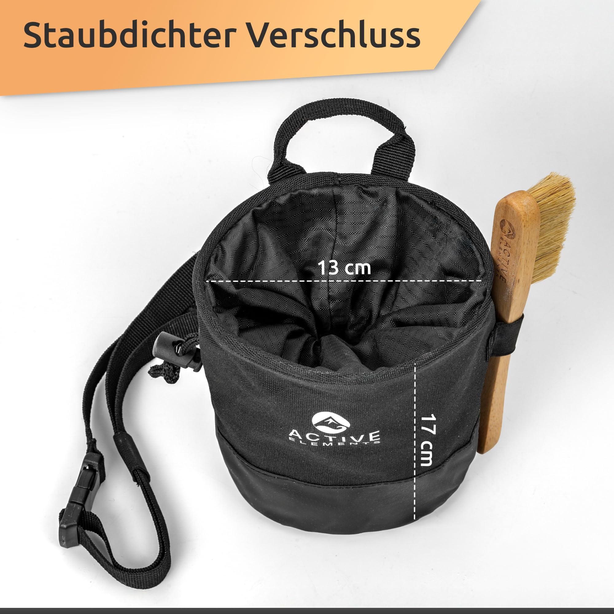 Accessoires Boulder : ensemble composé d'un sac à magnésie, d'une boule de magnésie, d'une brosse de boulder et d'un ruban d'escalade