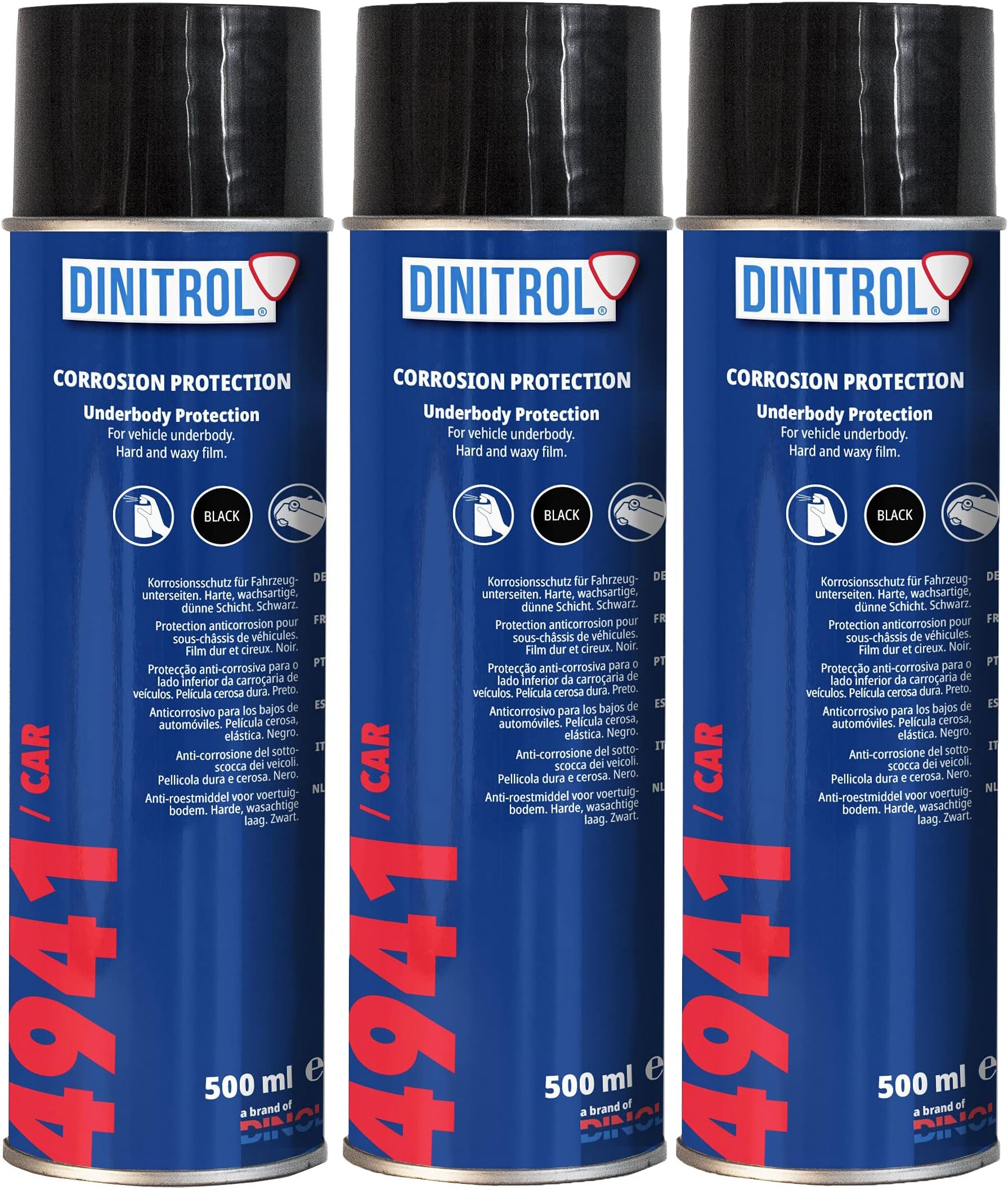 4941 BLACK UNDERBODY WAX 3 x 500ml AEROSOL SPRAY CANS