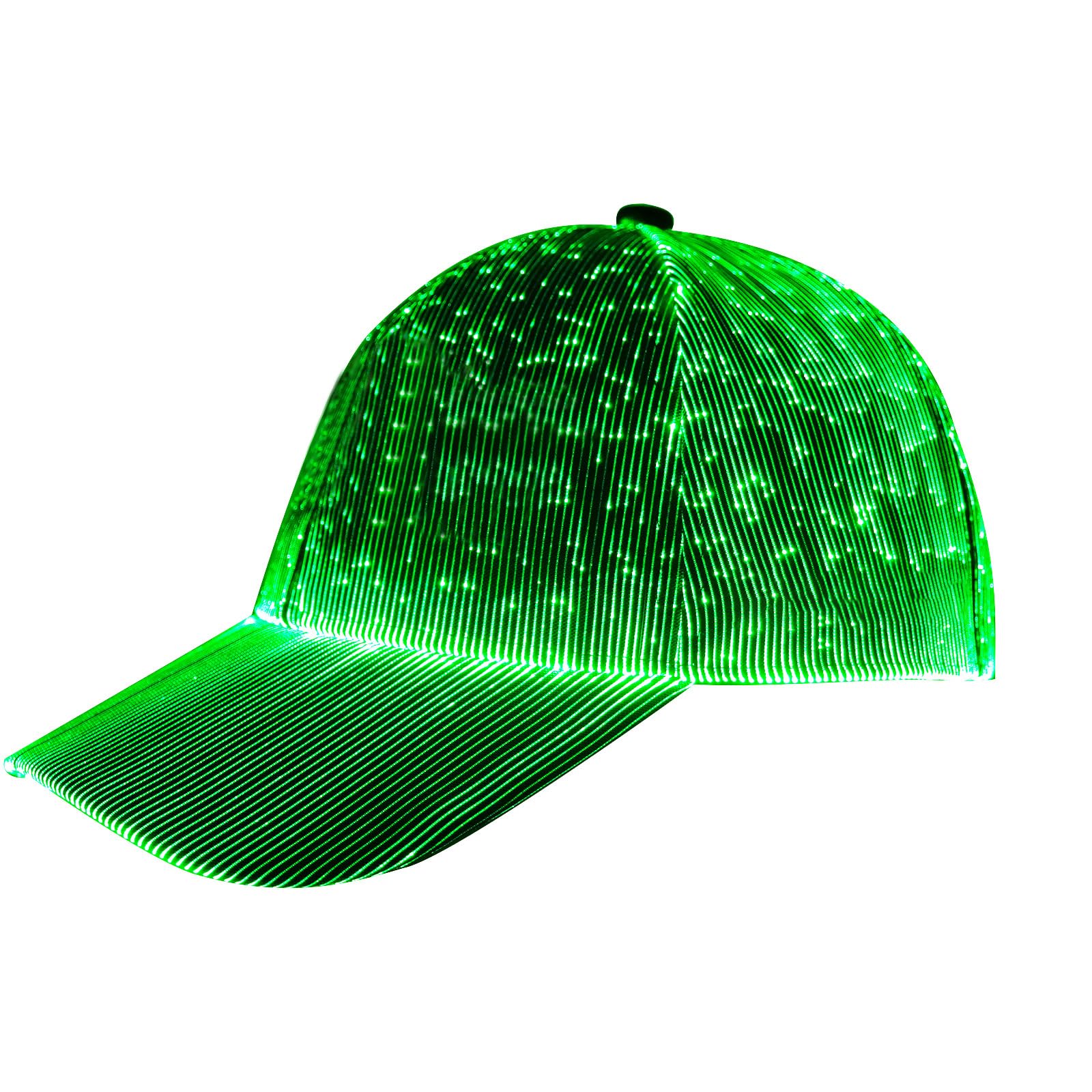 LED Cap Fiber Optic Hat EDM Baseball Caps Light Up 7 Colors Glowing USB Charging Hats Rave Accessories for Party