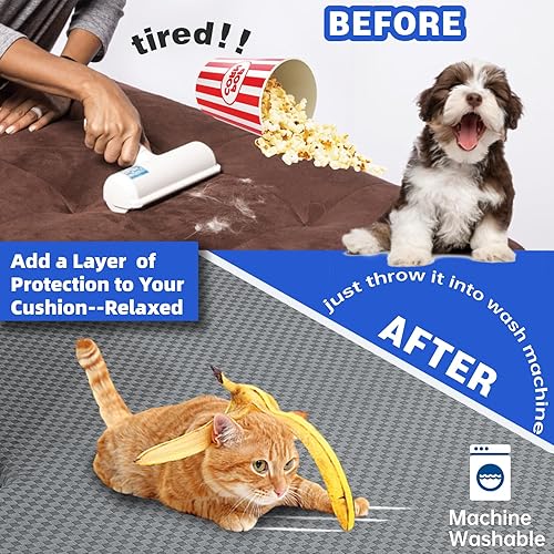 Miniatura 7 de YEMYHOM Fundas de cojín individuales elásticas para asiento de sofá, funda de cojín suave de repuesto grande a cuadros, protector de muebles con